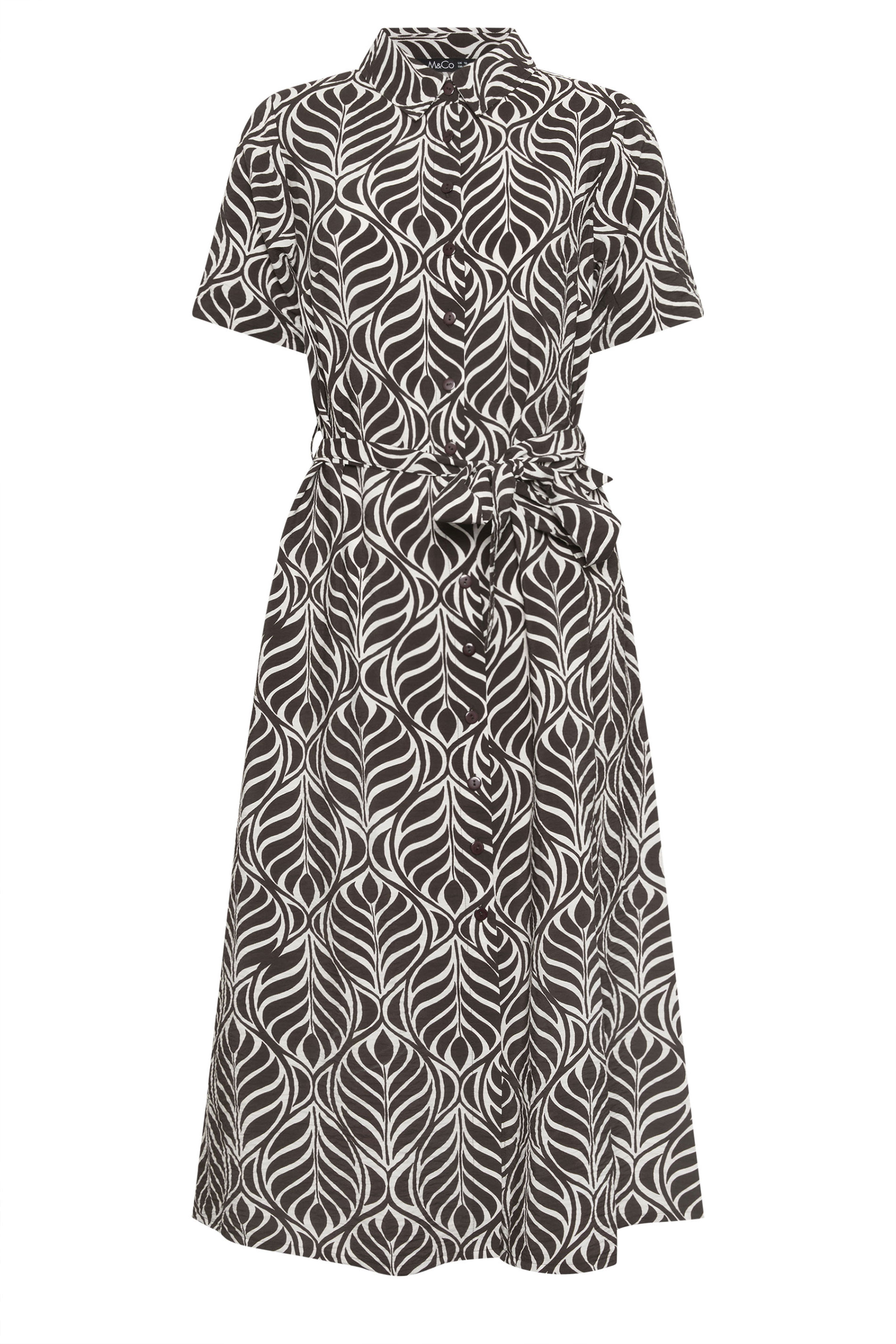 M&Co Brown Leaf Print Shirt Dress | M&Co 5