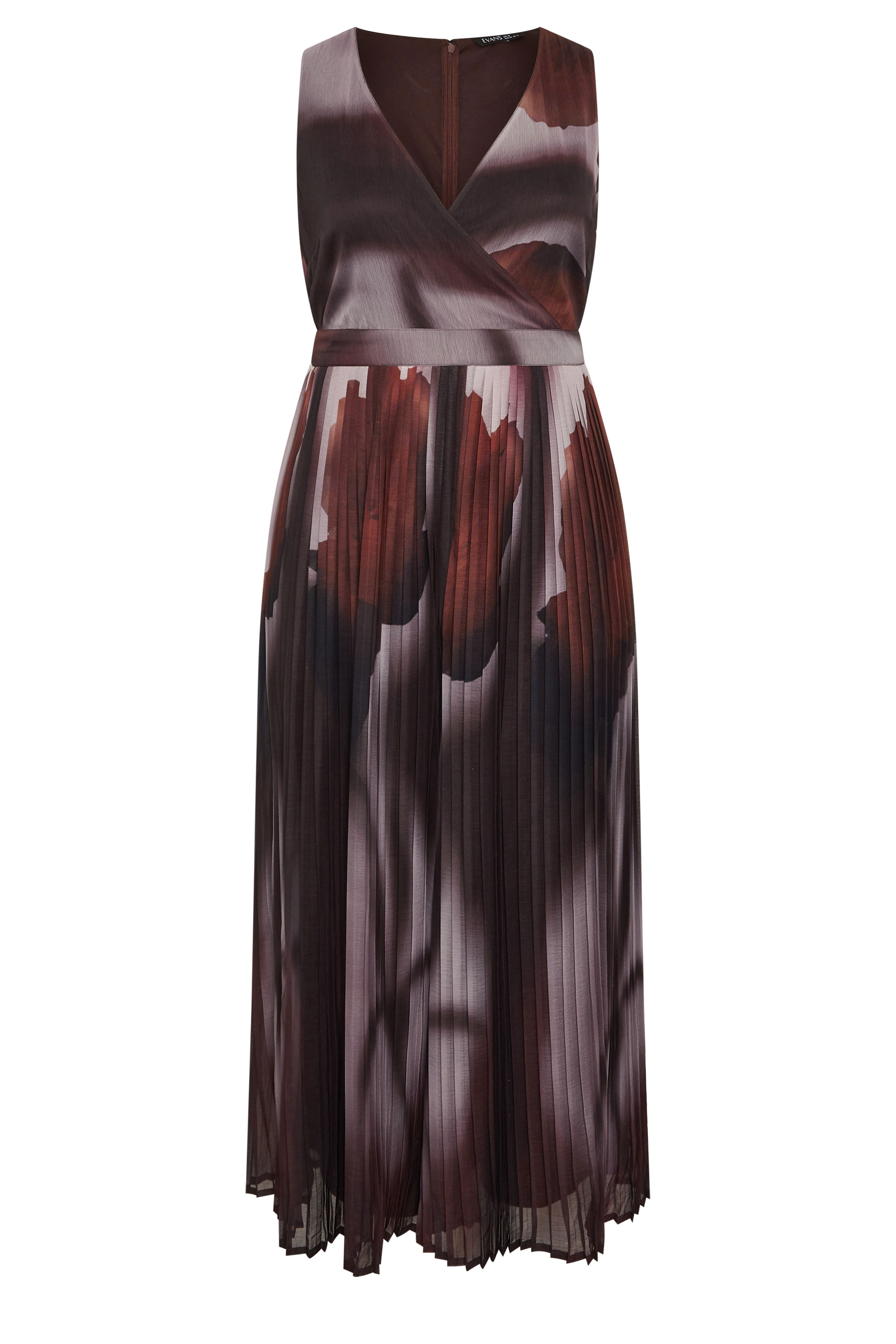 EVANS Plus Size Dark Red Abstract Print Pleated Jumpsuit | Evans 5