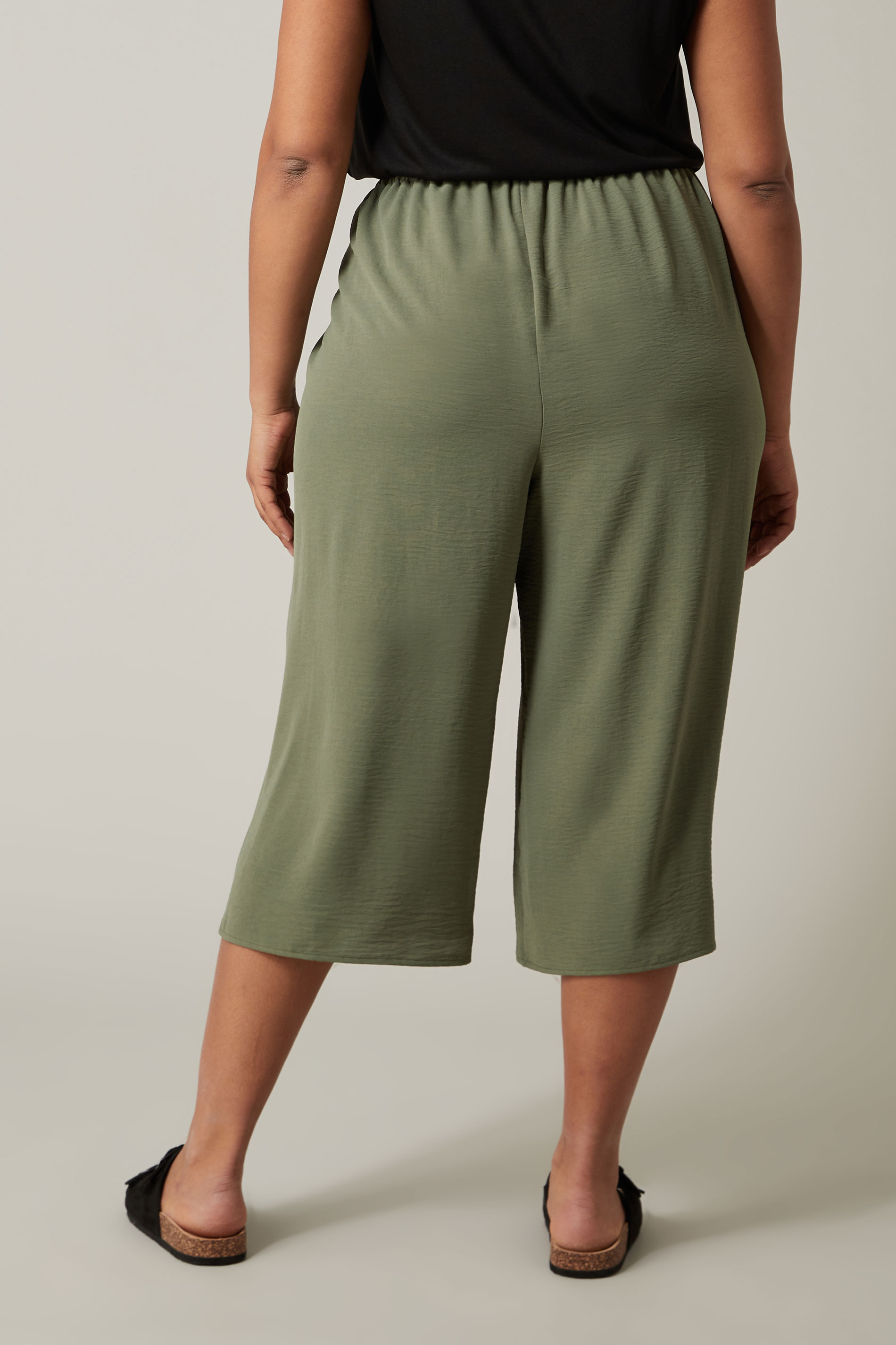 EVANS Plus Size Khaki Green Culottes | Evans  3
