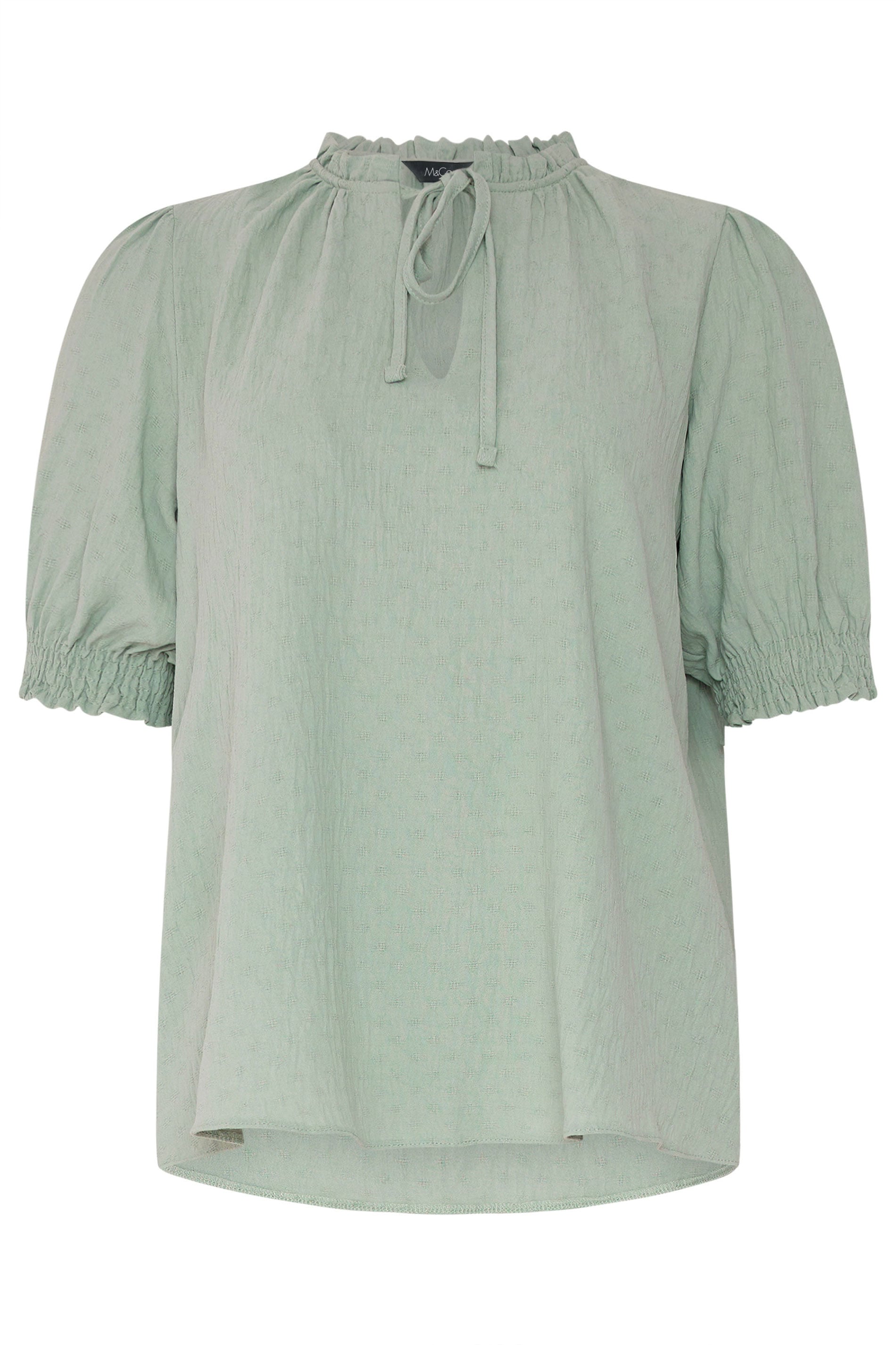 M&Co Green Pastel Tie Neck Frill Sleeve Blouse | M&Co 6