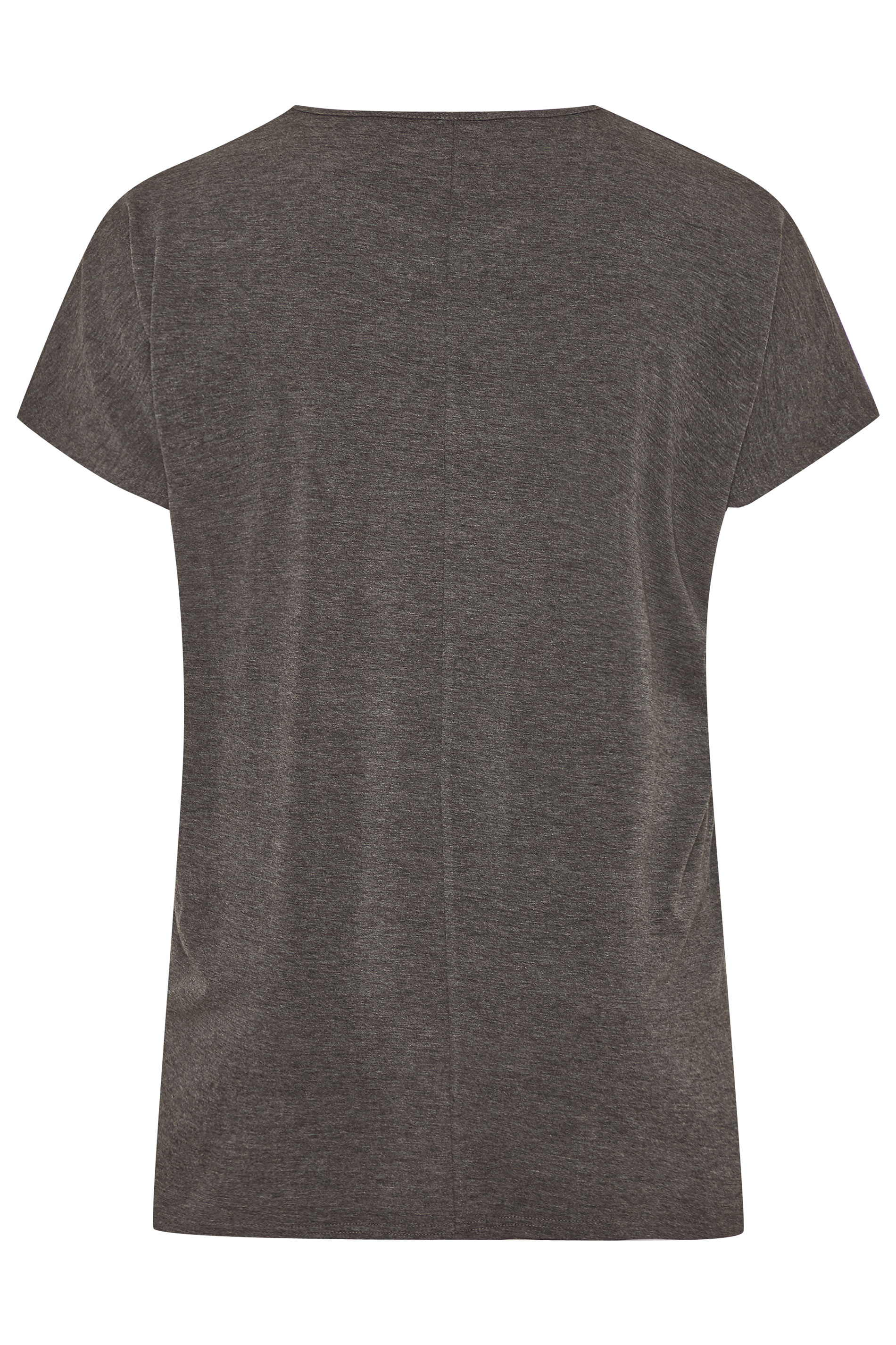 Charcoal Grey Marl Laser Cut Jersey Top | Yours Clothing