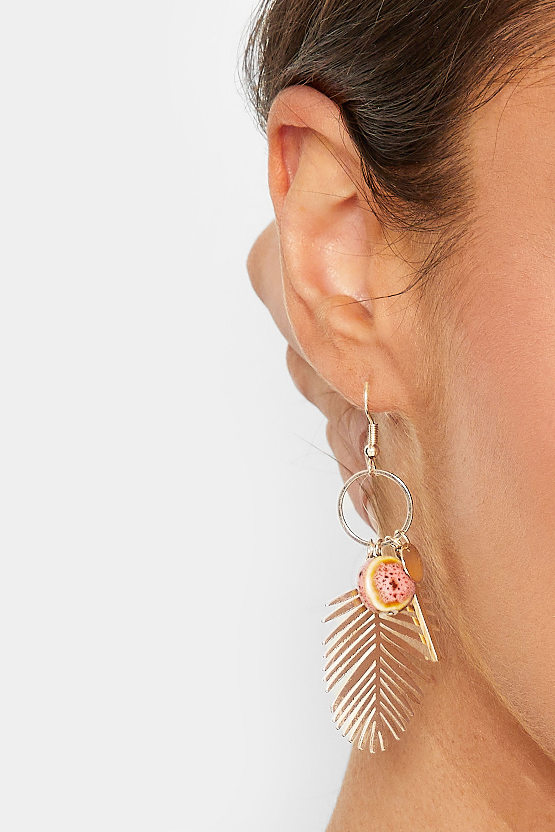 Gold Tone Leaf Drop Cluster Earrings | Yours Clothing  1
