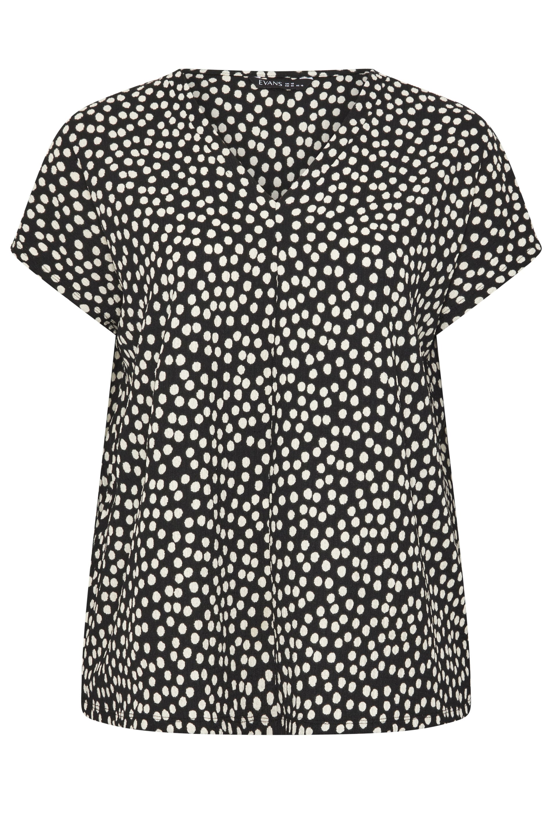 EVANS Plus Size Black Mono Spot Top | Evans 5