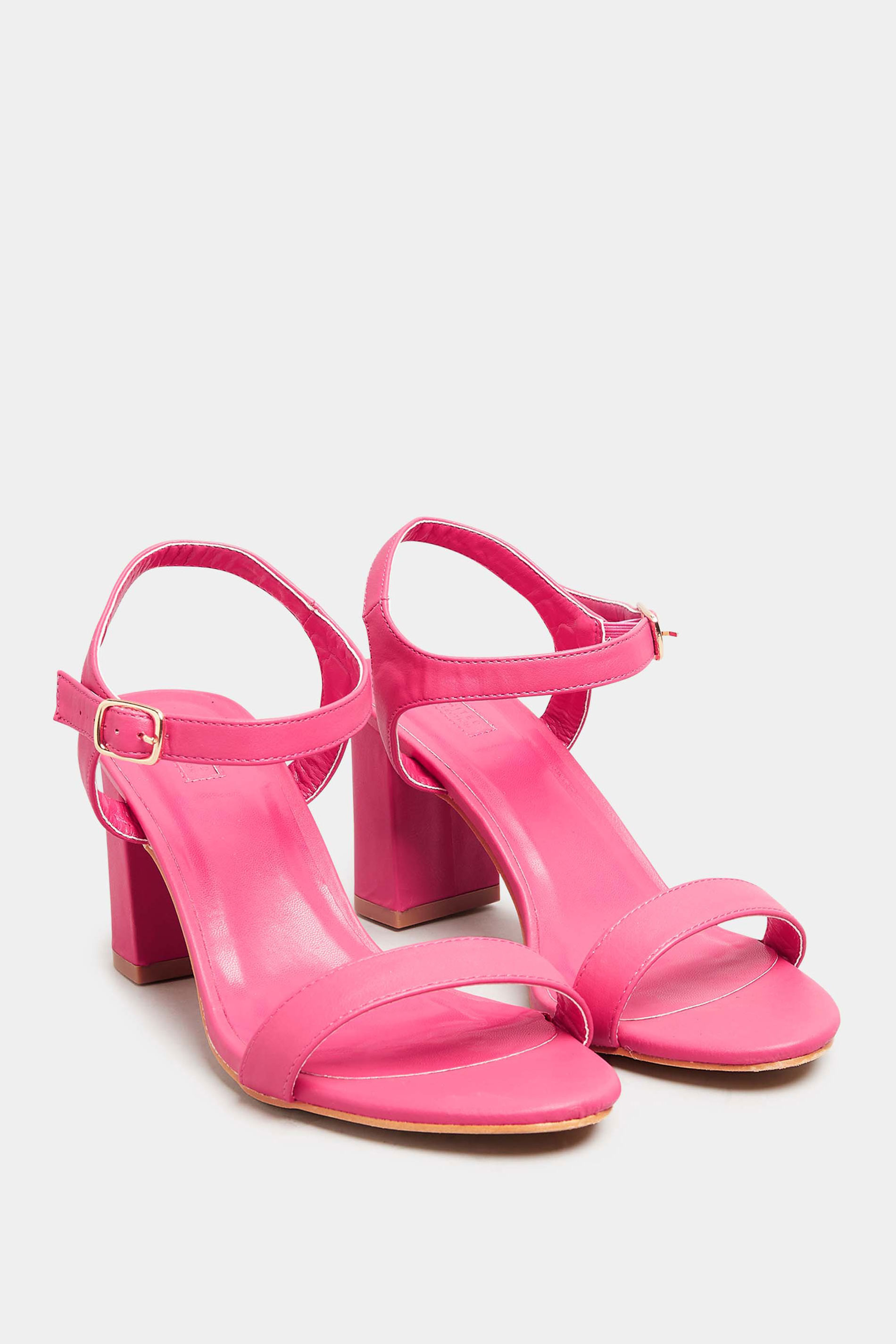 Limited Collection Hot Pink Block Heel Sandal in Wide E Fit & Extra Wide Fit - 8 | Women's Footwear, Shoes & Boots