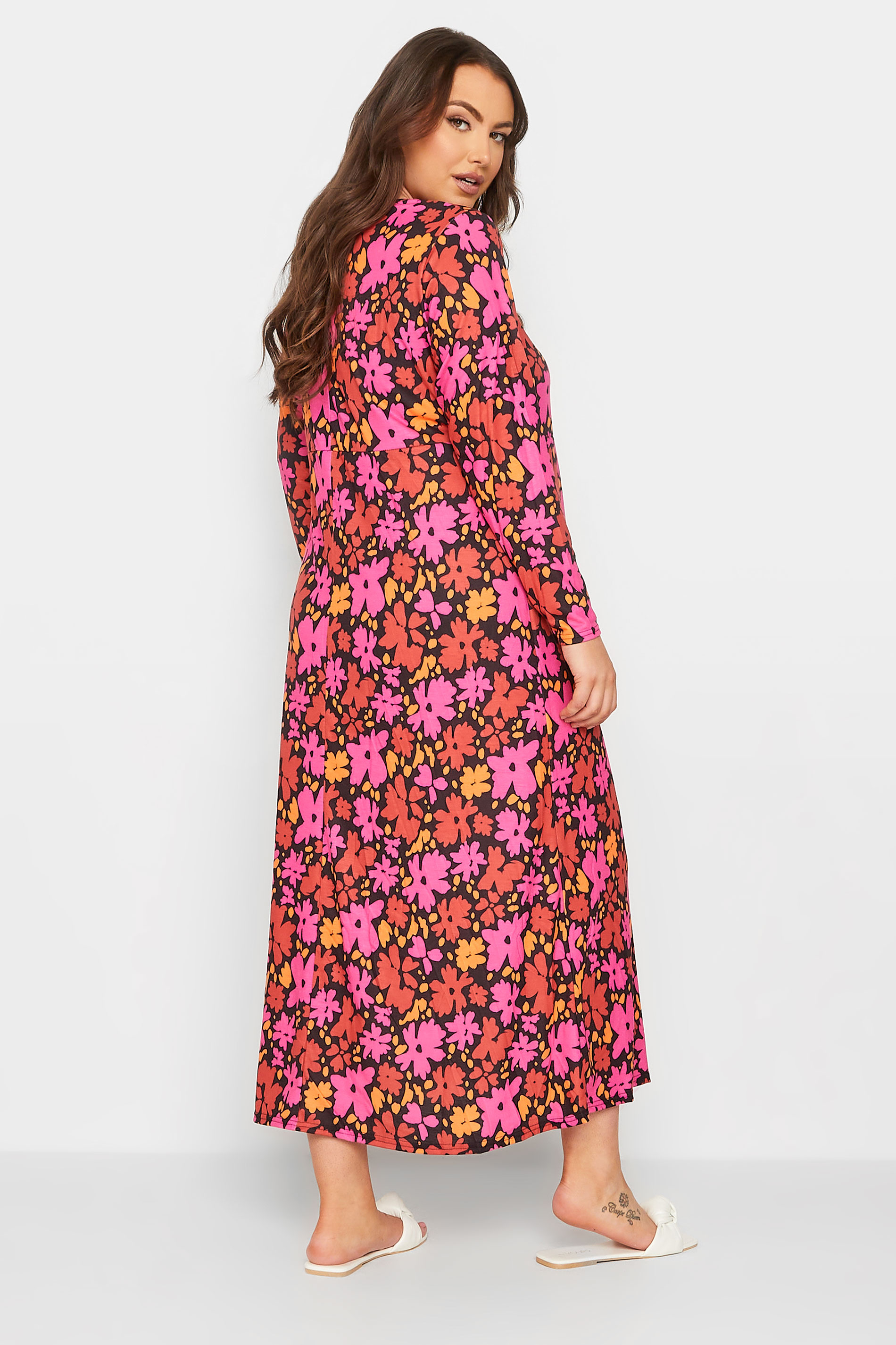 LIMITED COLLECTION Curve Red Floral Square Neck Dress | Yours Clothing 3