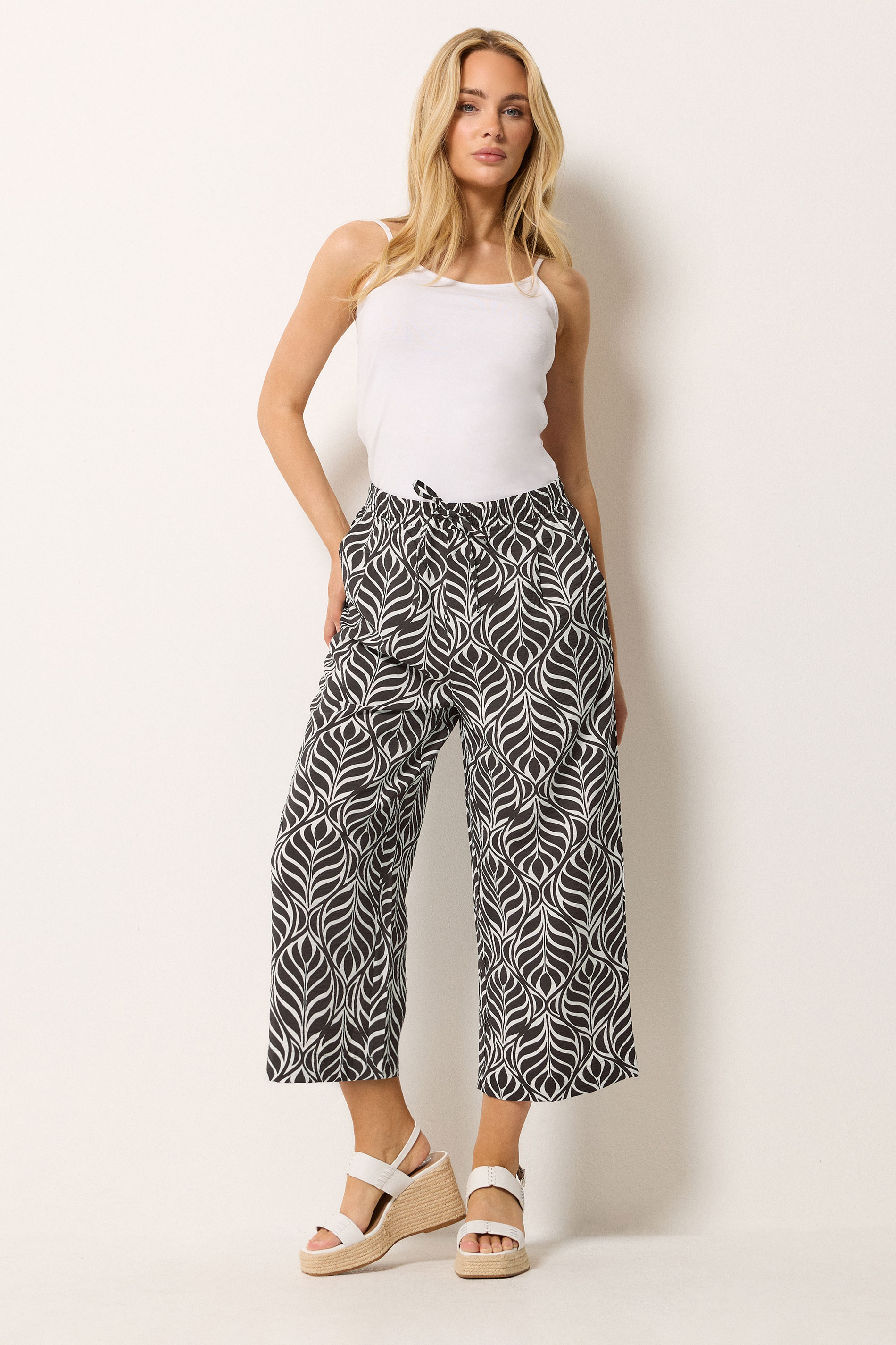 M&Co Brown Leaf Print Culottes | M&Co 1