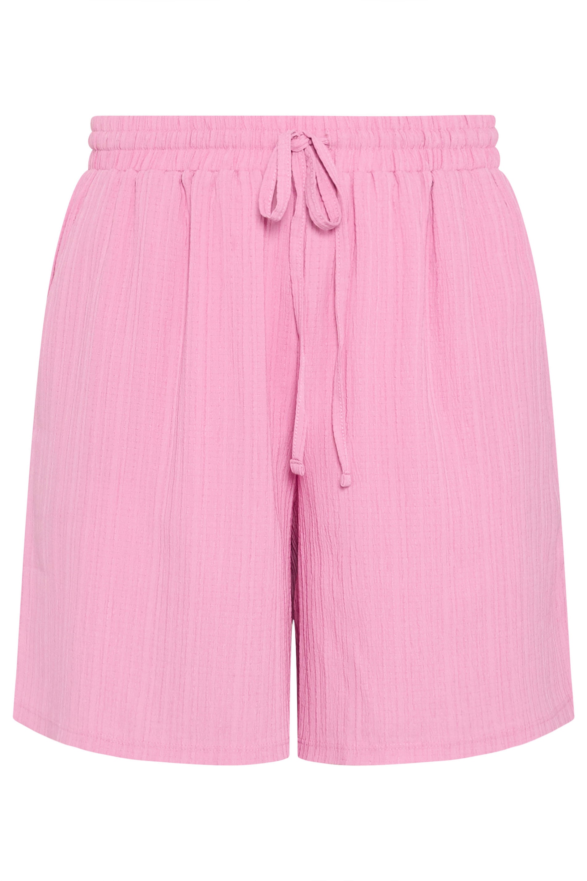 YOURS Plus Size Pink Textured Woven Shorts | Yours Clothing 5
