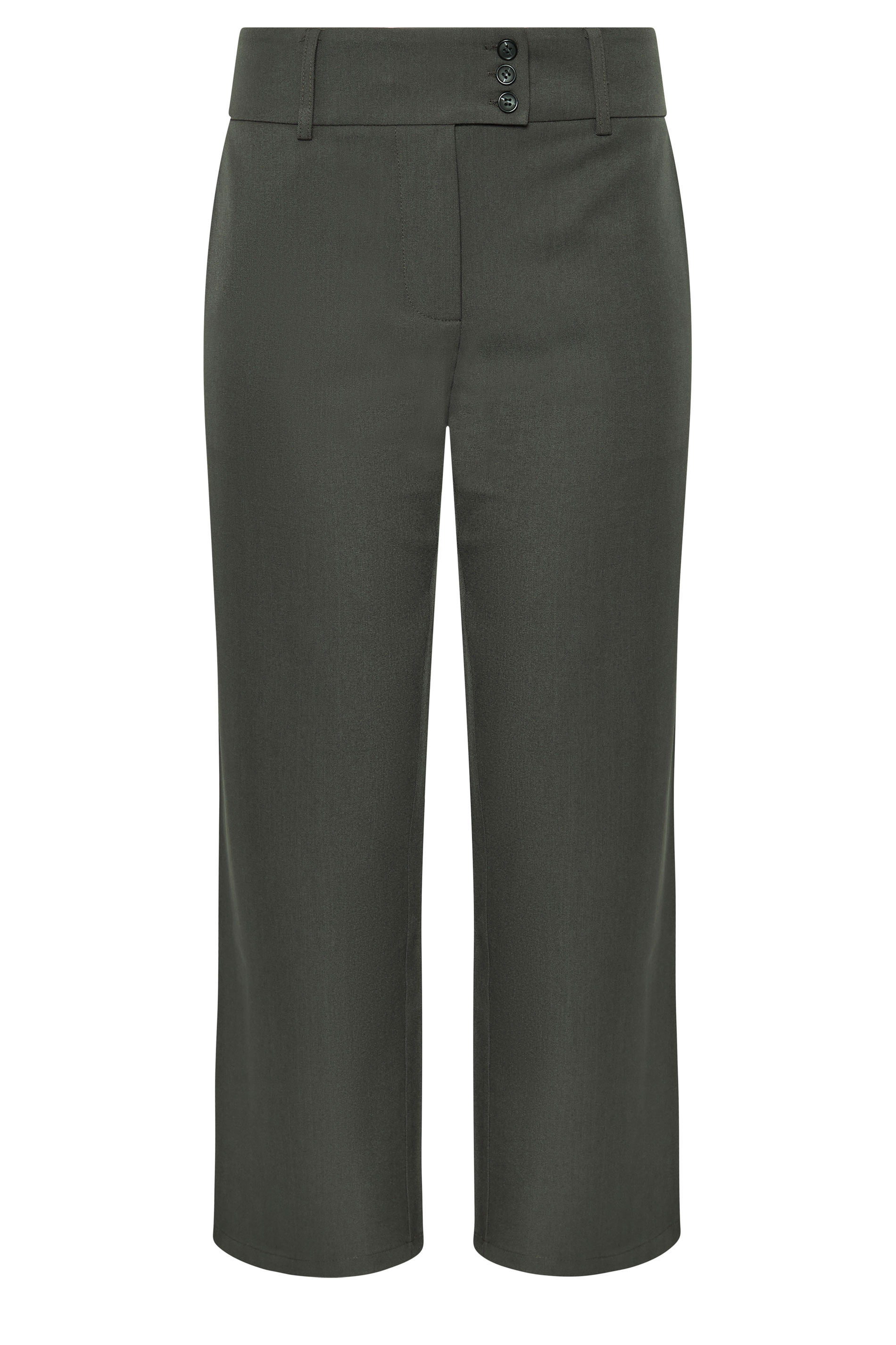 PixieGirl Petite Women's Dark Grey Button Tab Detail Wide Leg Trousers | PixieGirl 1
