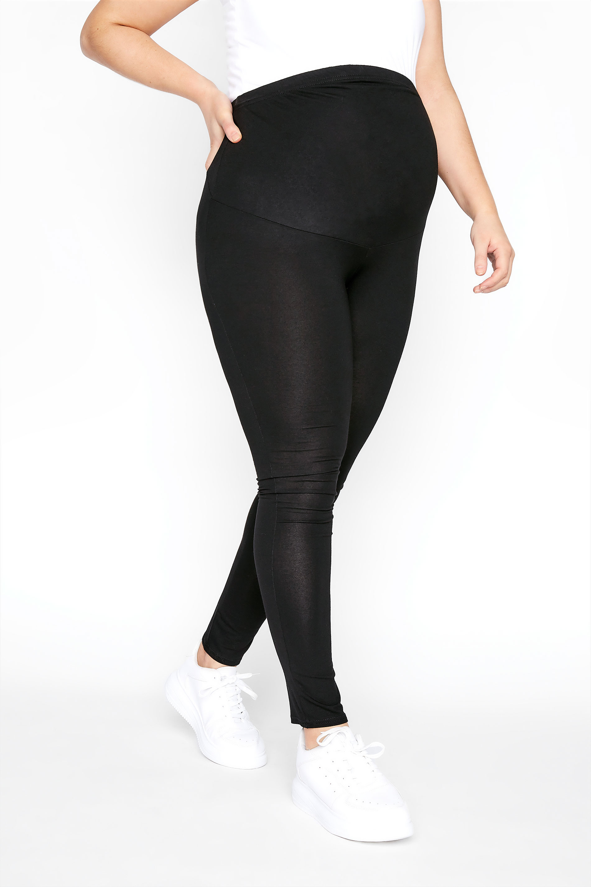 BUMP IT UP MATERNITY Black Jersey Leggings With Comfort Panel | Yours ...