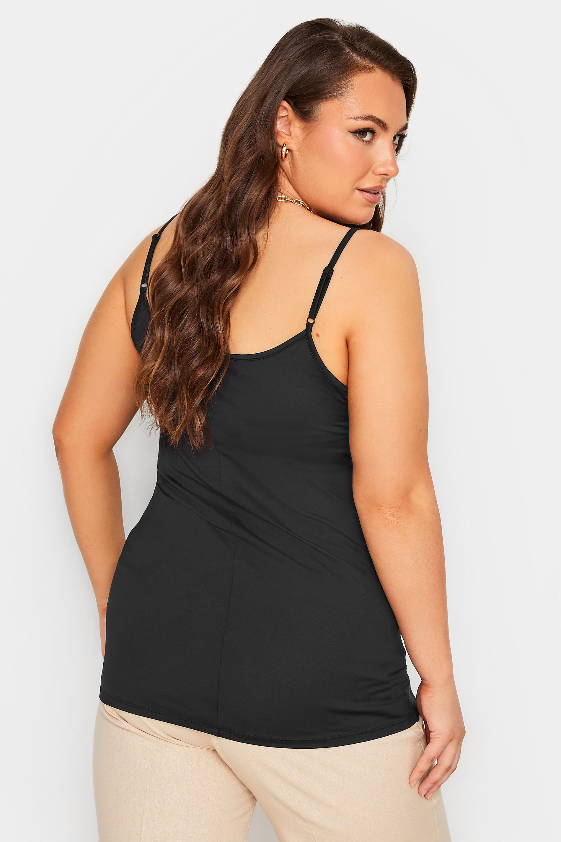 YOURS Curve Black Strappy Vest Top | Yours Clothing 3