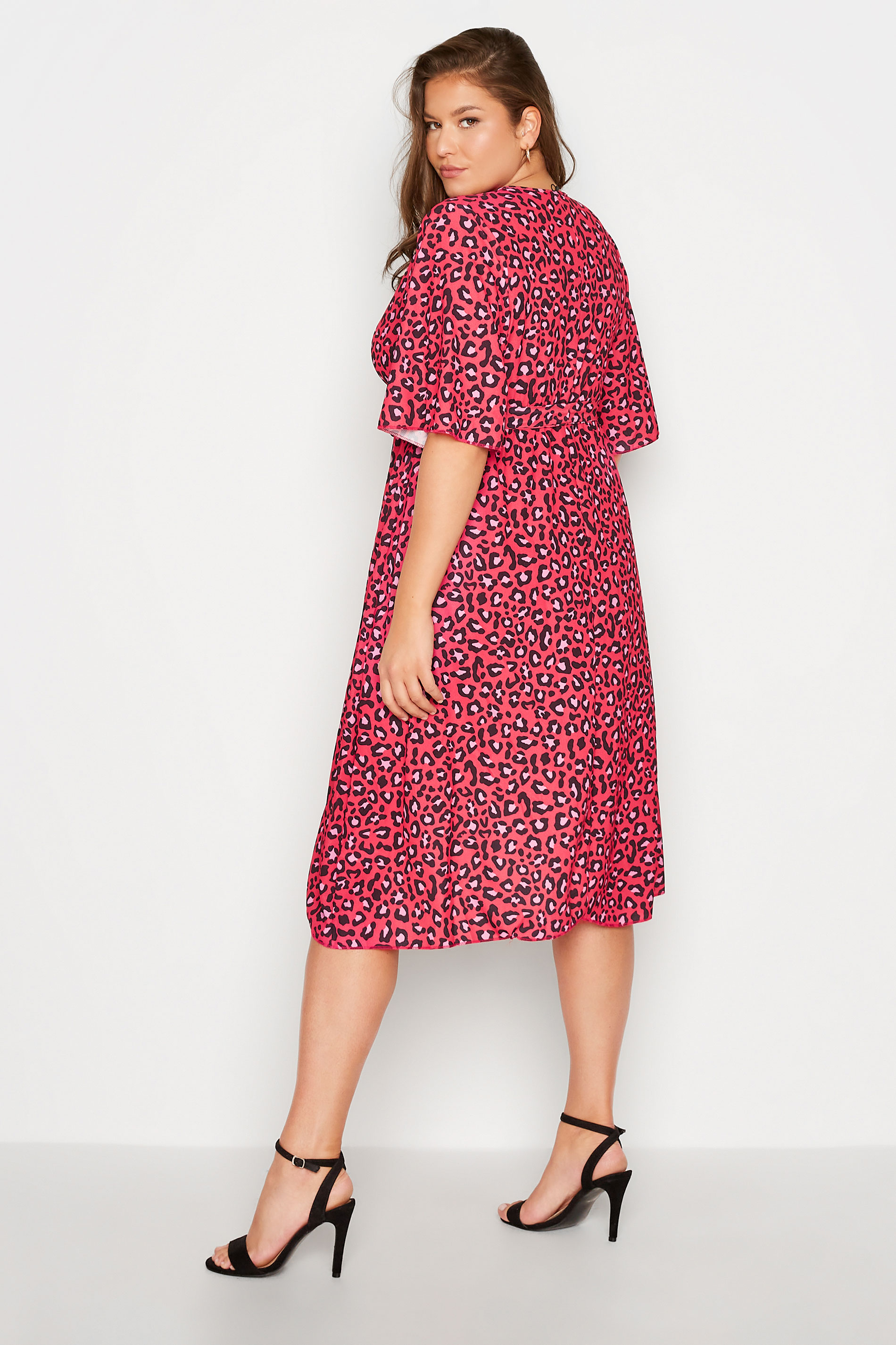 YOURS LONDON Plus Size Red Leopard Print Midi Wrap Dress | Yours Clothing 3