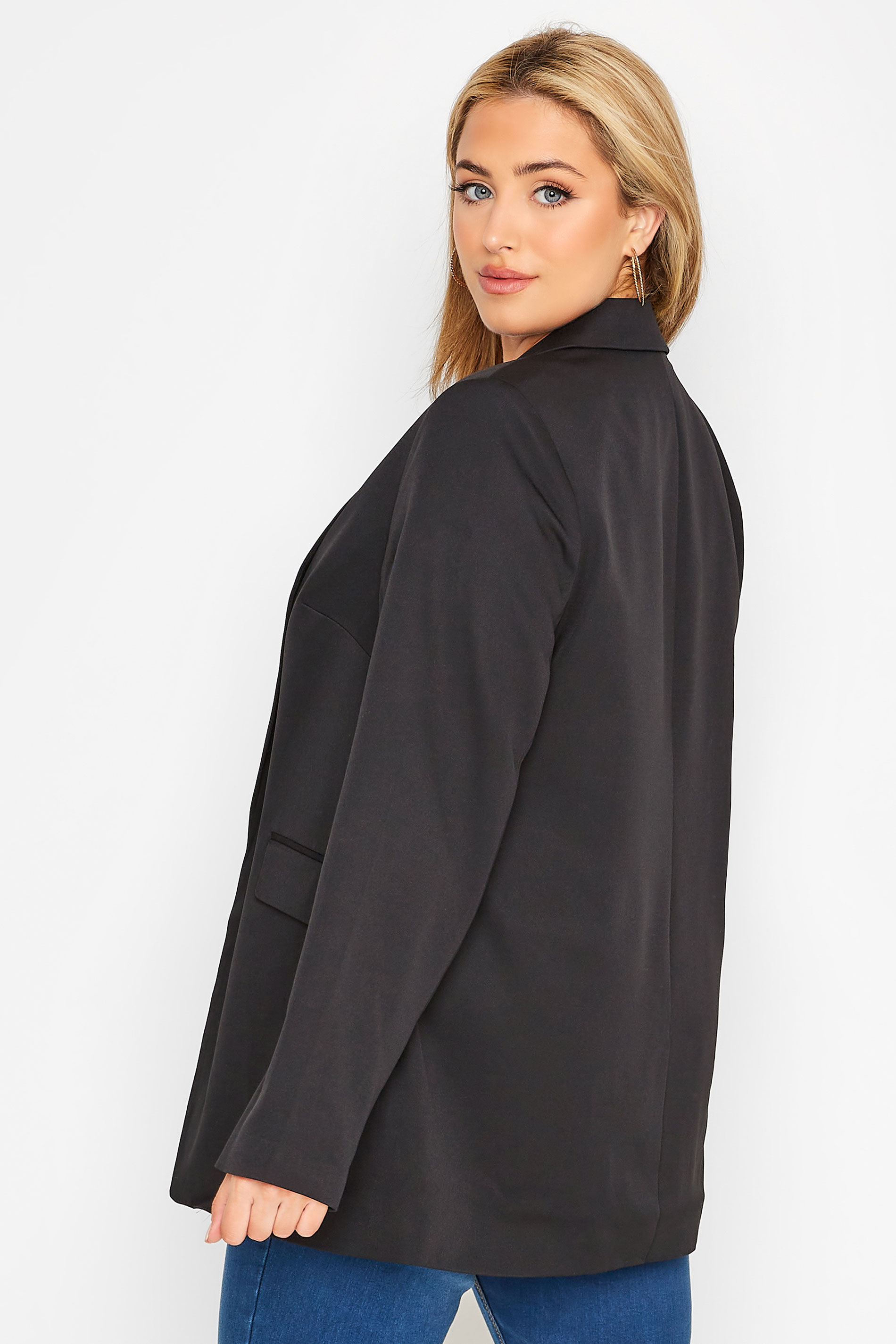 Plus Size Black Lined Blazer | Yours Clothing 3