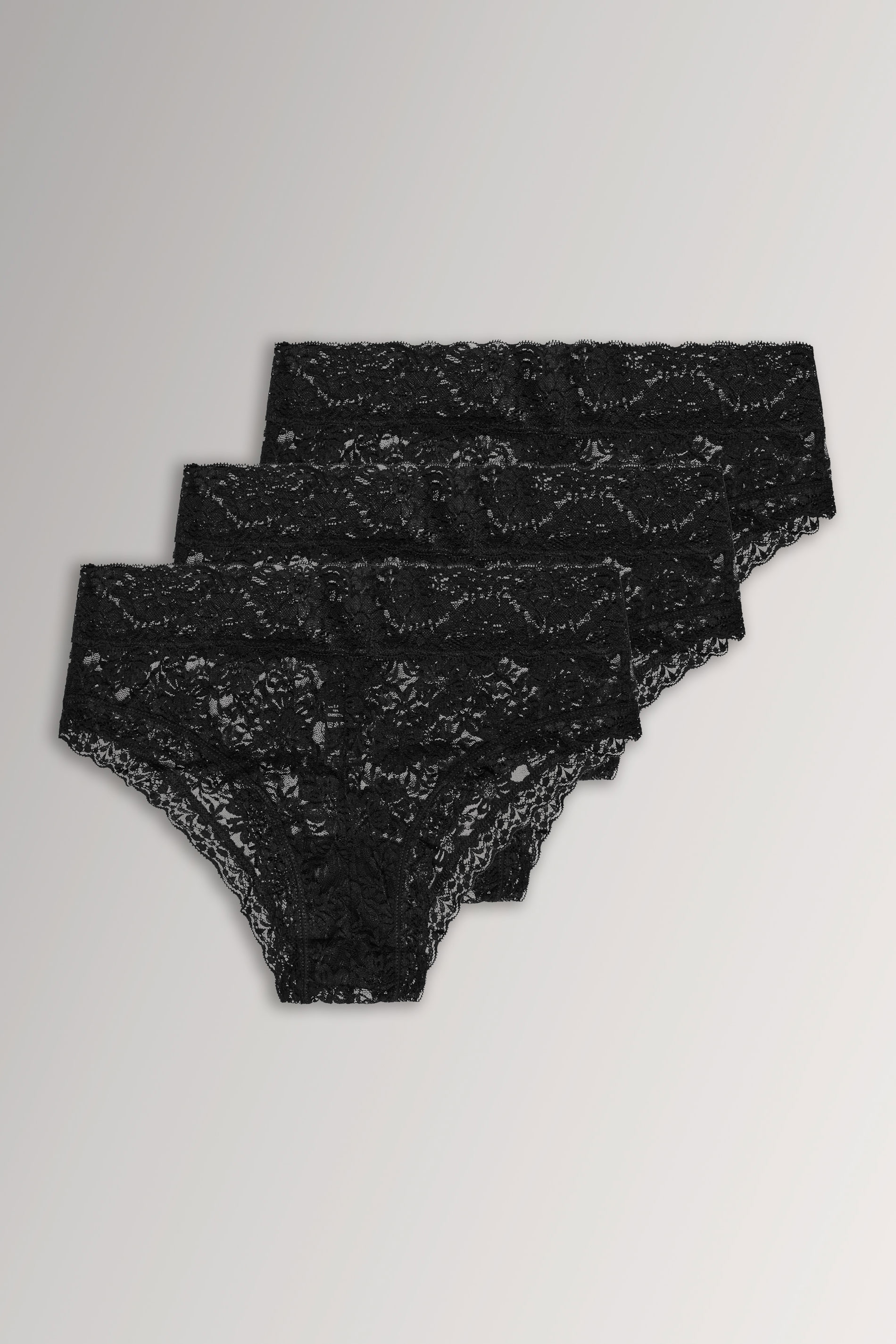 YOURS 3 PACK Curve Black Lace Brazilian Briefs | Yours Clothing  3