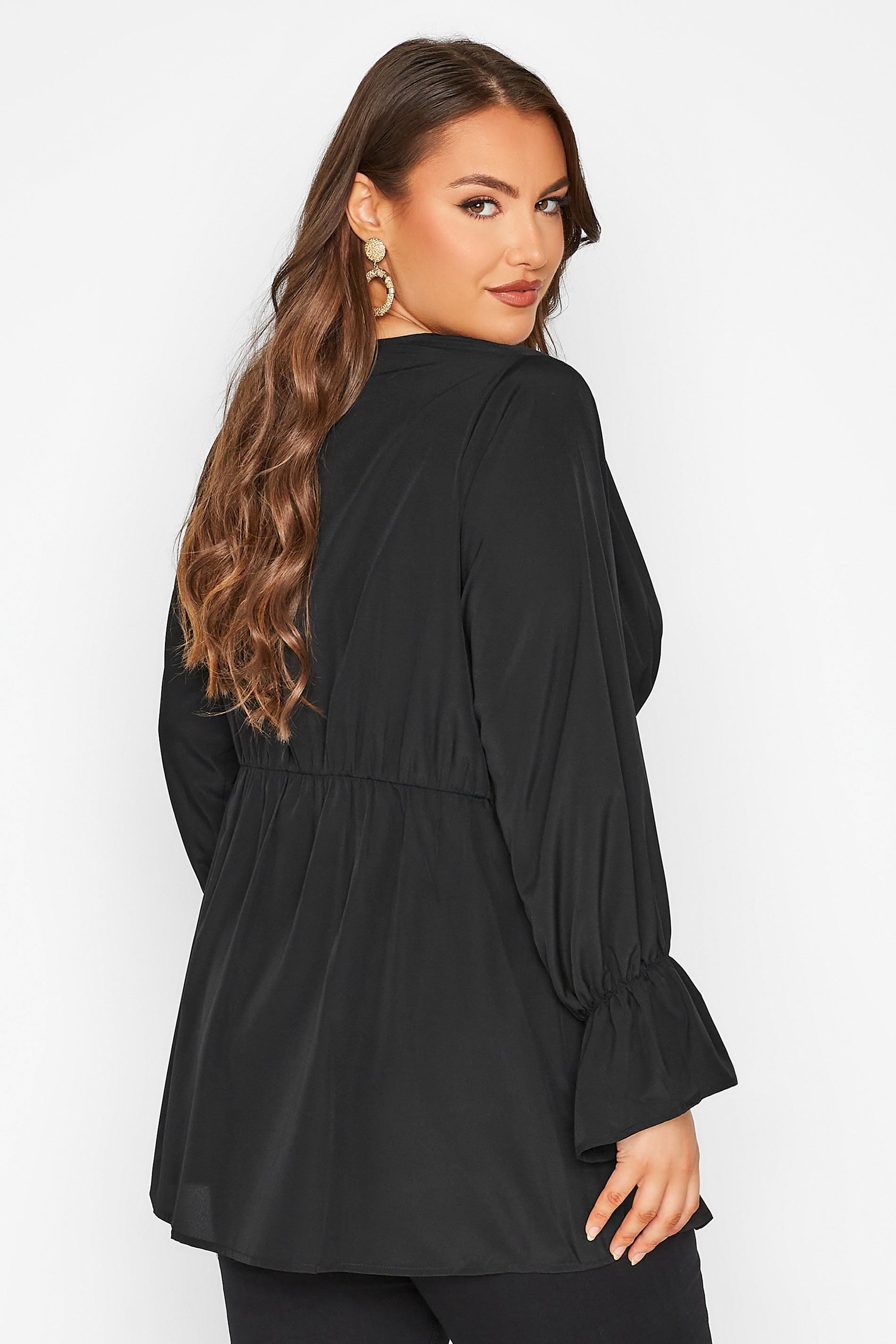 LIMITED COLLECTION Plus Size Black Long Sleeve Button Blouse | Yours Clothing 3