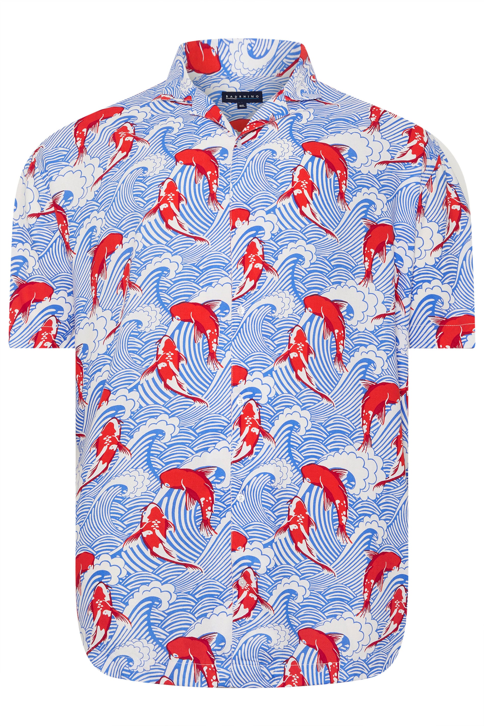 BadRhino Big & Tall Blue Koi Fish Print Shirt | BadRhino 6