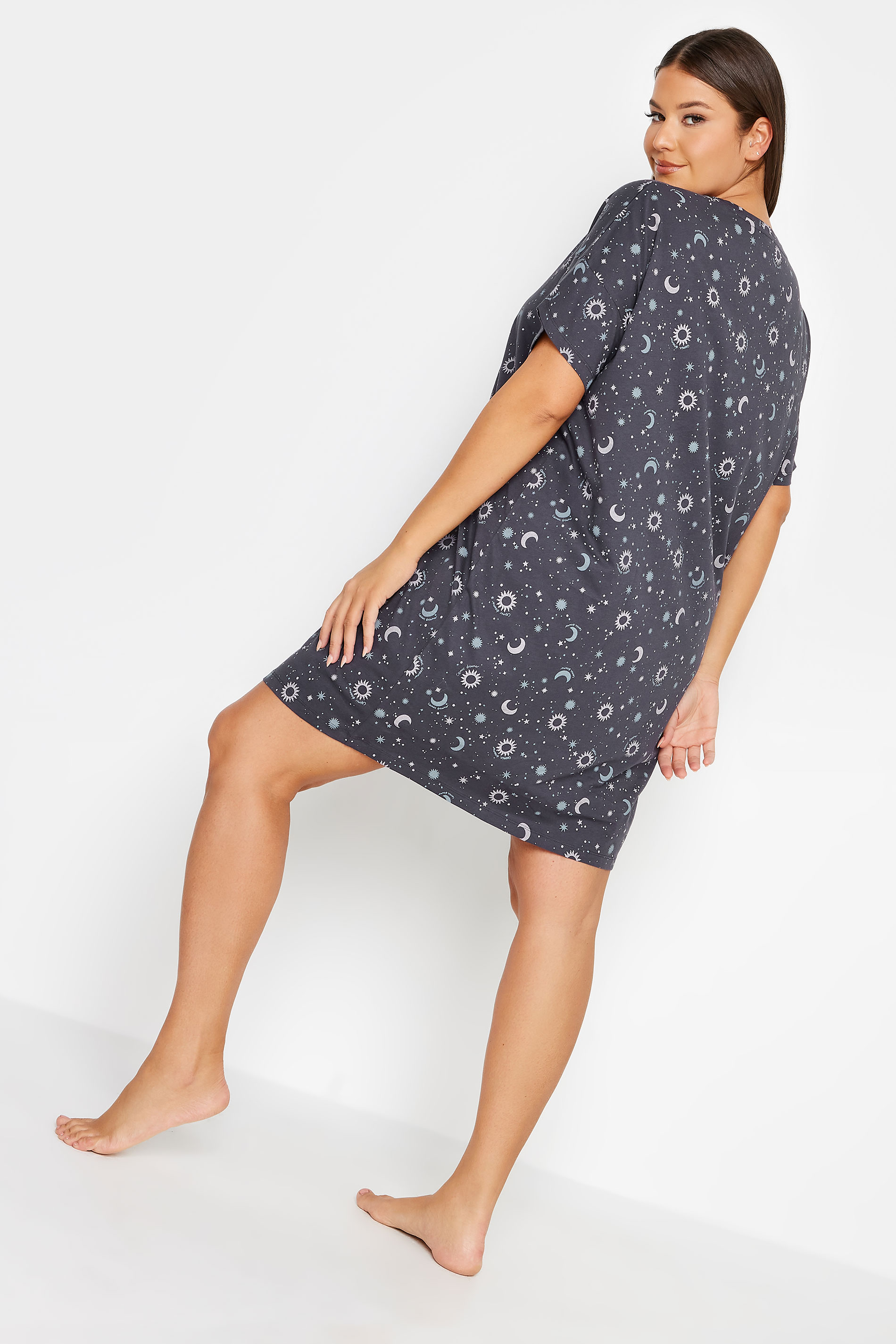YOURS Curve Grey Cosmic Dreamer Nightdress | Yous Clothing 3