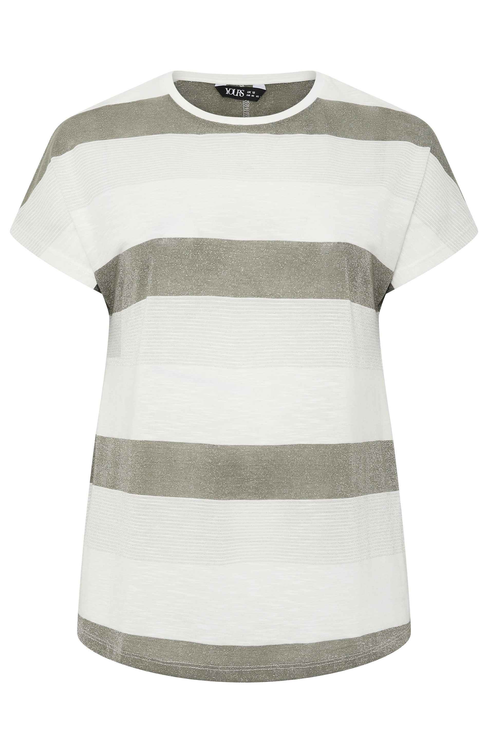 YOURS Plus Size Grey Shimmer Stripe Top | Yours Clothing 5