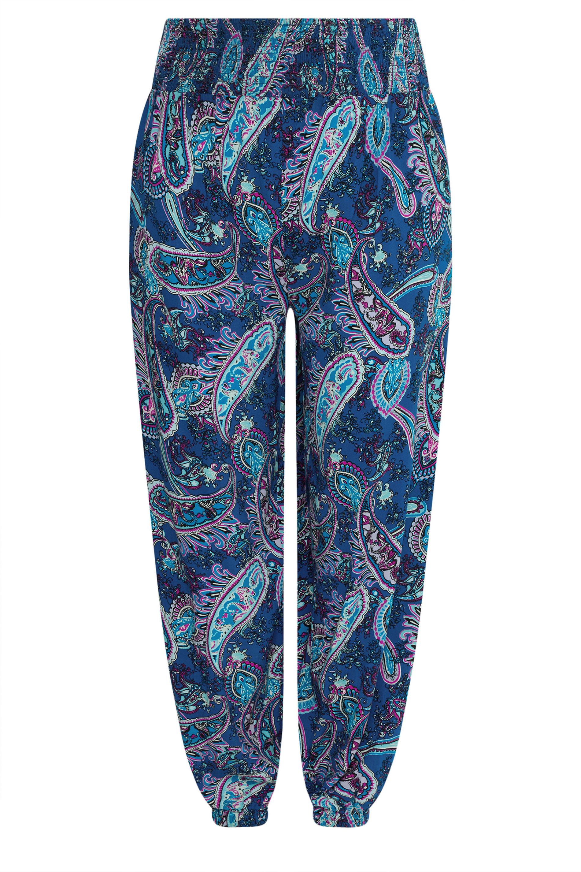 YOURS Plus Size Blue Paisley Print Balloon Trousers | Yours Clothing 5