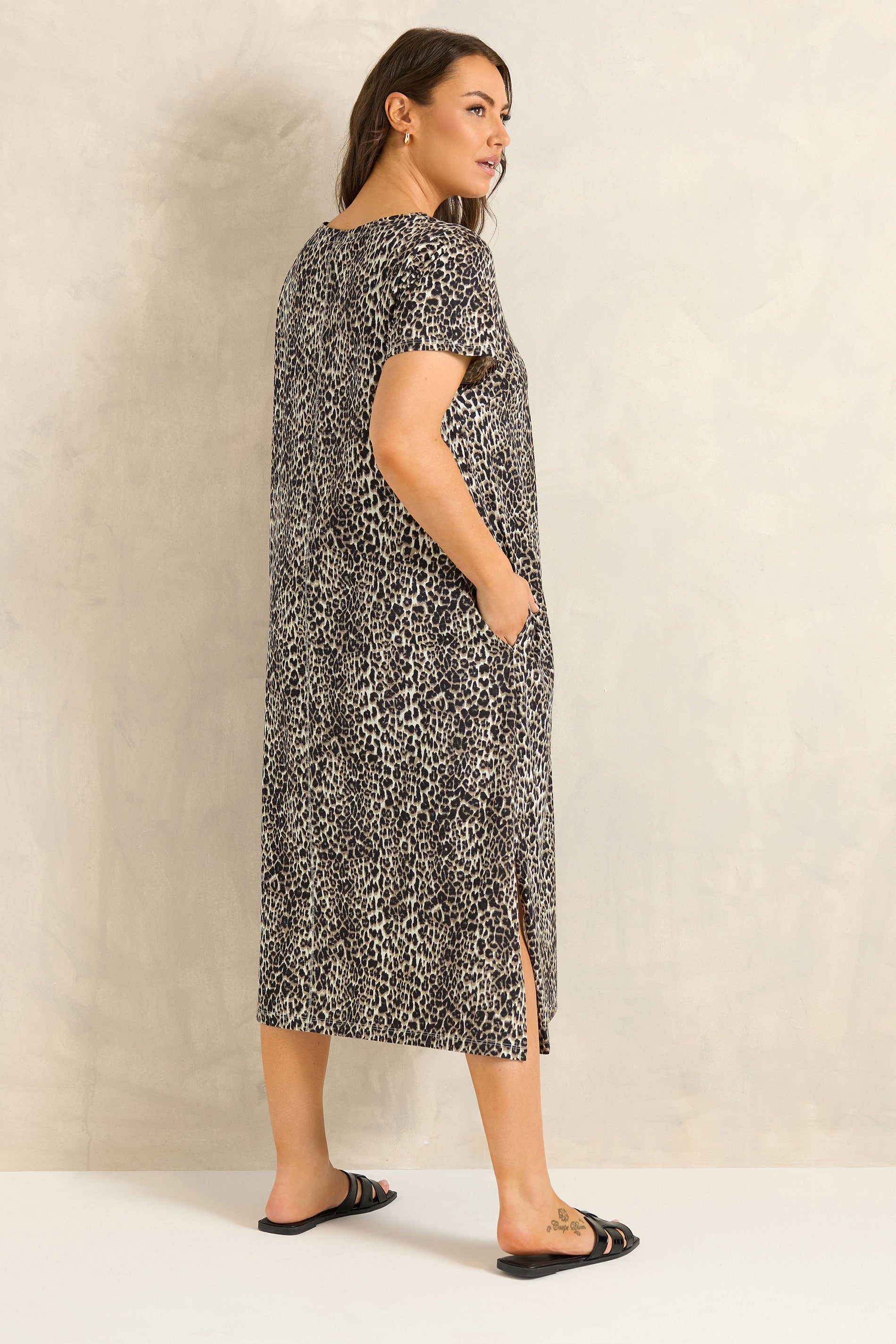 EVANS Plus Size Natural Brown Leopard Print Cotton Dress | Evans  4