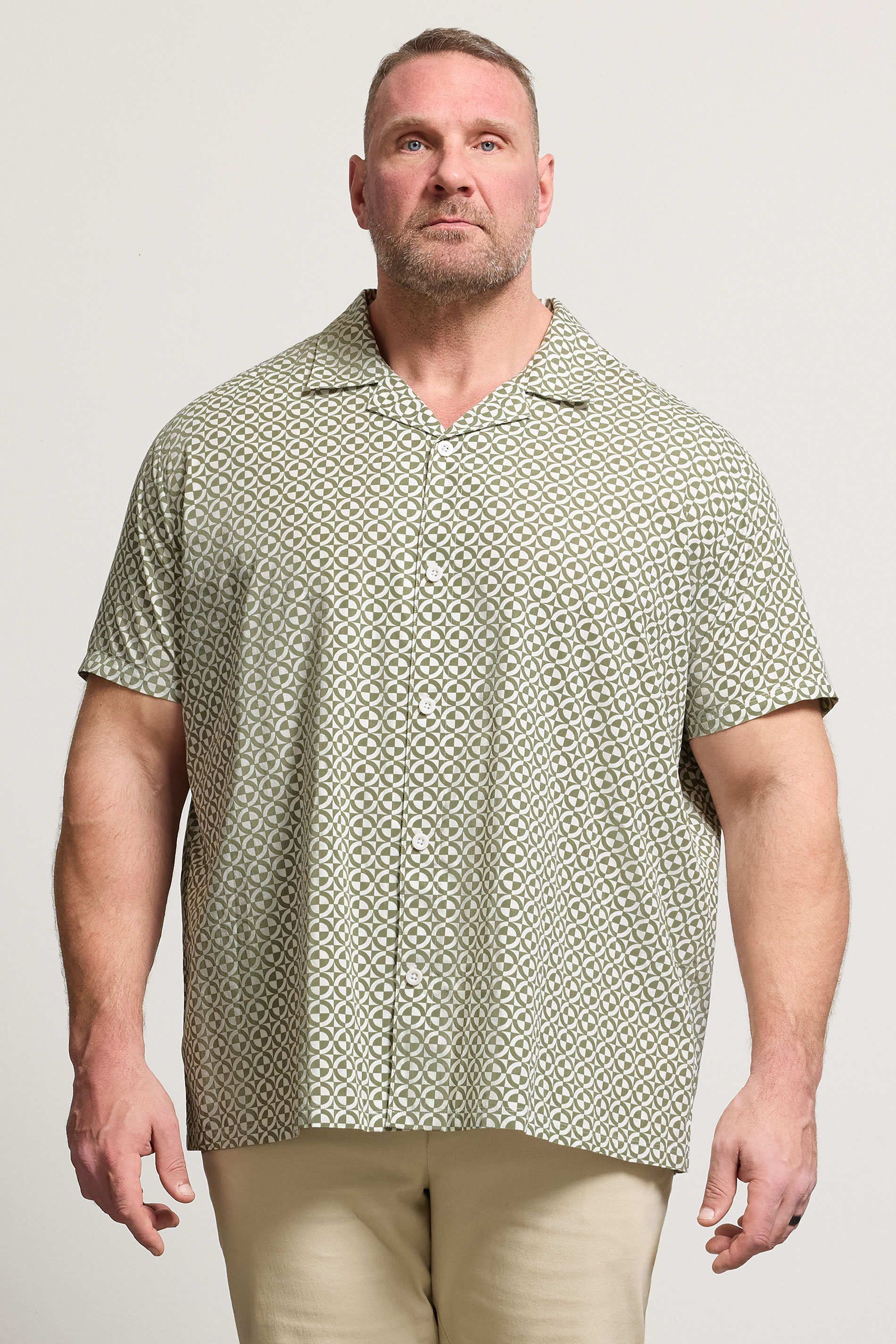 BadRhino Big & Tall Green Geometric Poplin Shirt | BadRhino 1