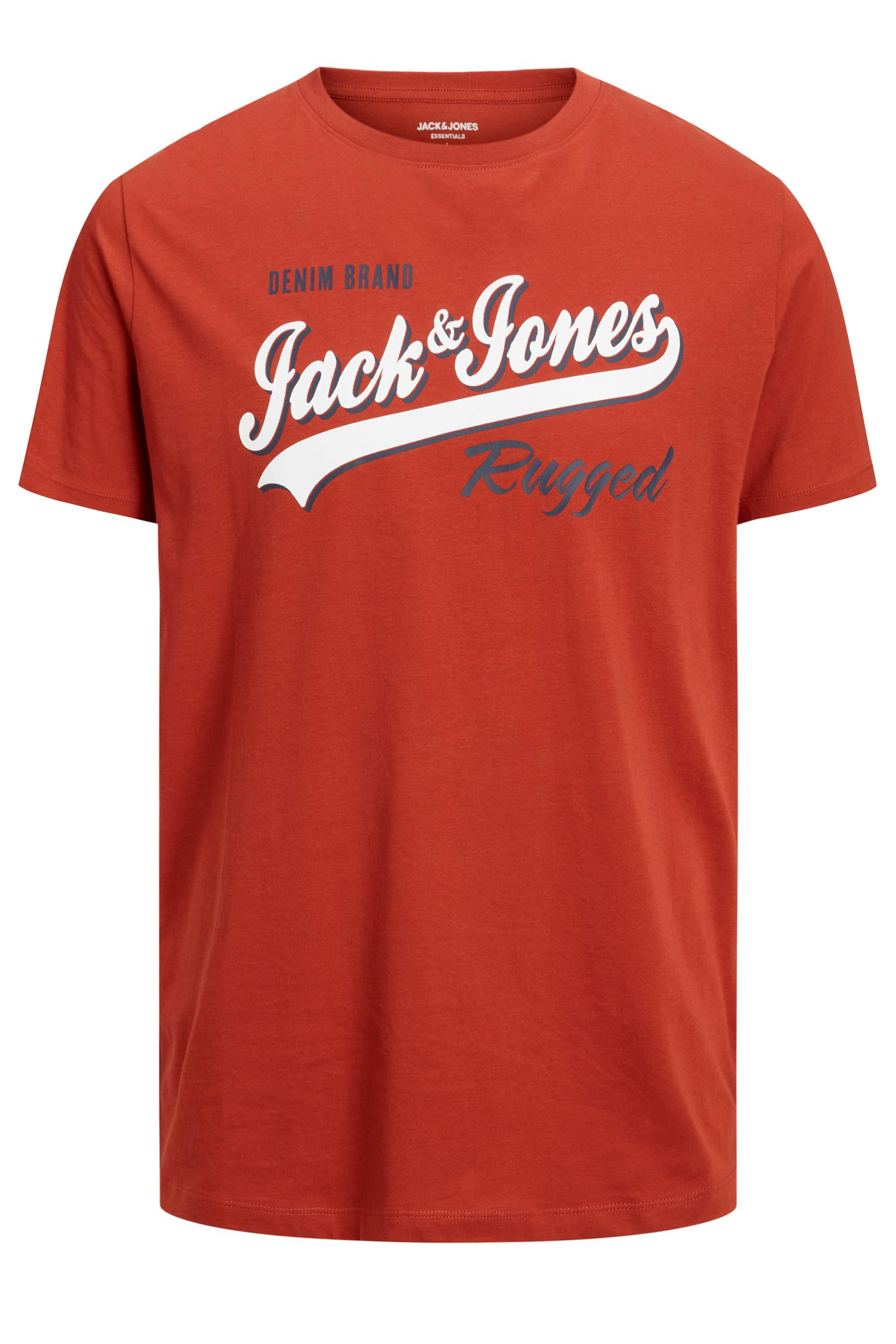 JACK & JONES Big & Tall Orange Logo Slogan T-Shirt | BadRhino  2
