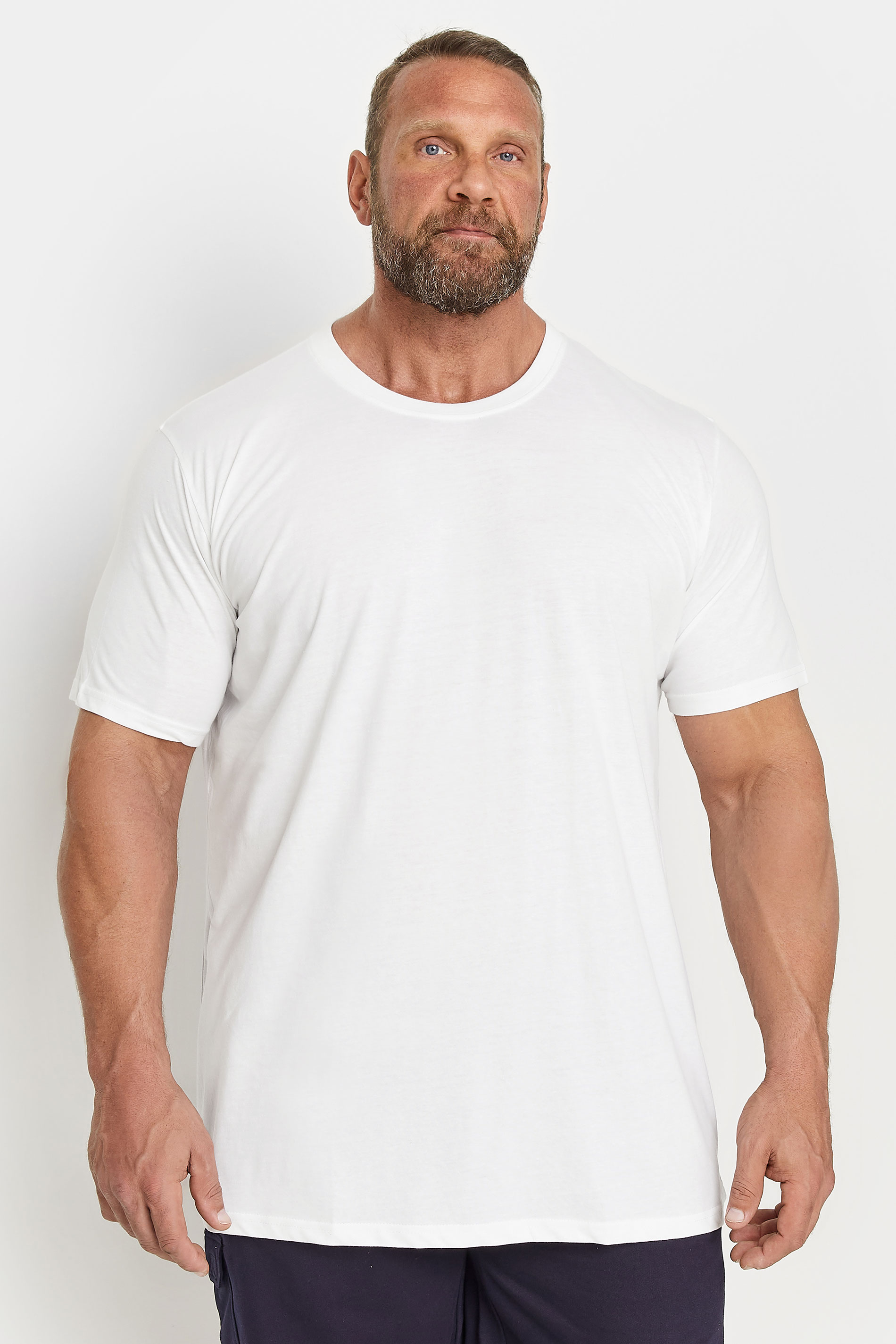 D555 2 PACK Grey & White Crew Neck T-Shirts | BadRhino 2