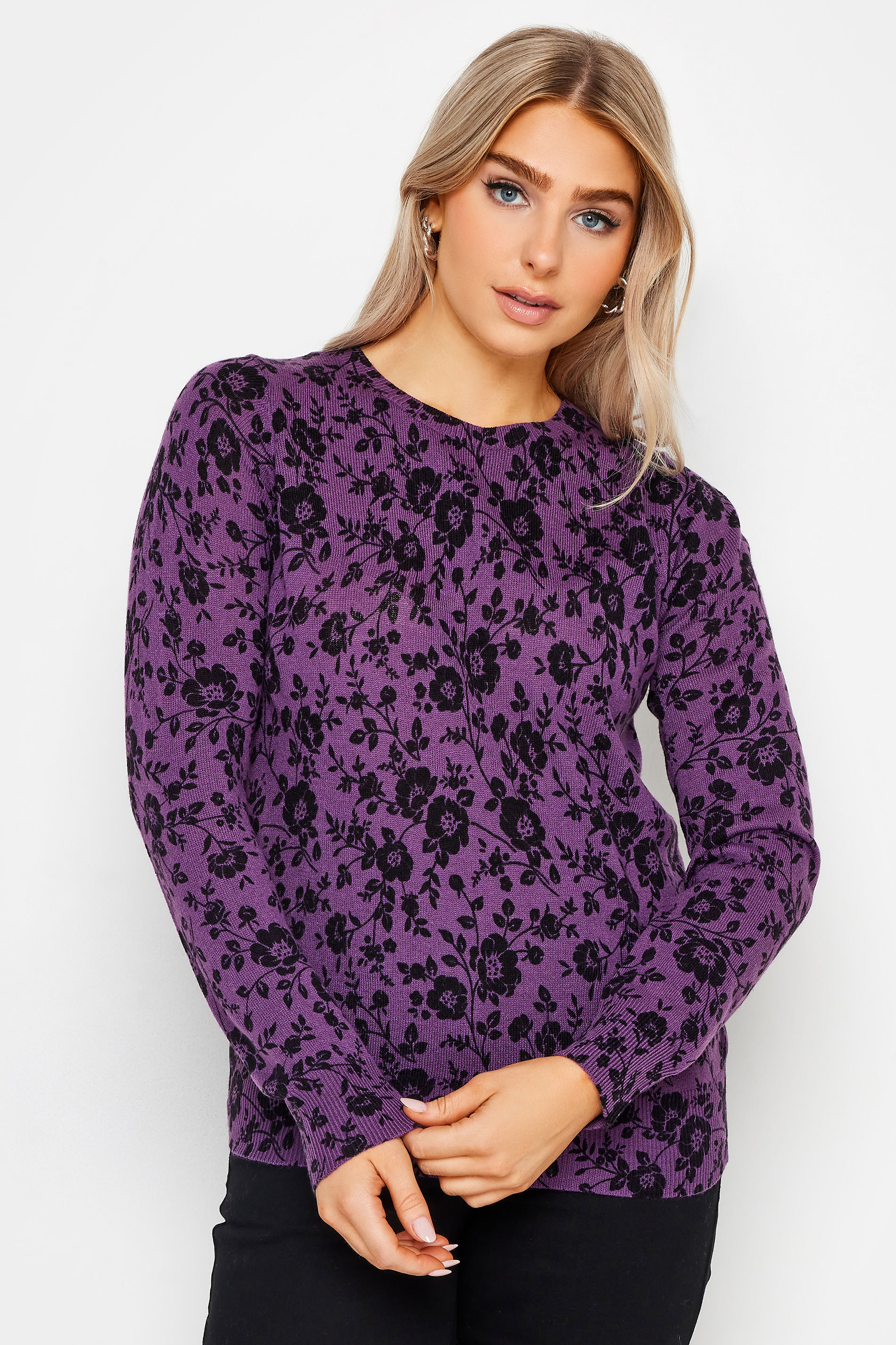 M&Co Purple Floral Print Jumper | M&Co 1