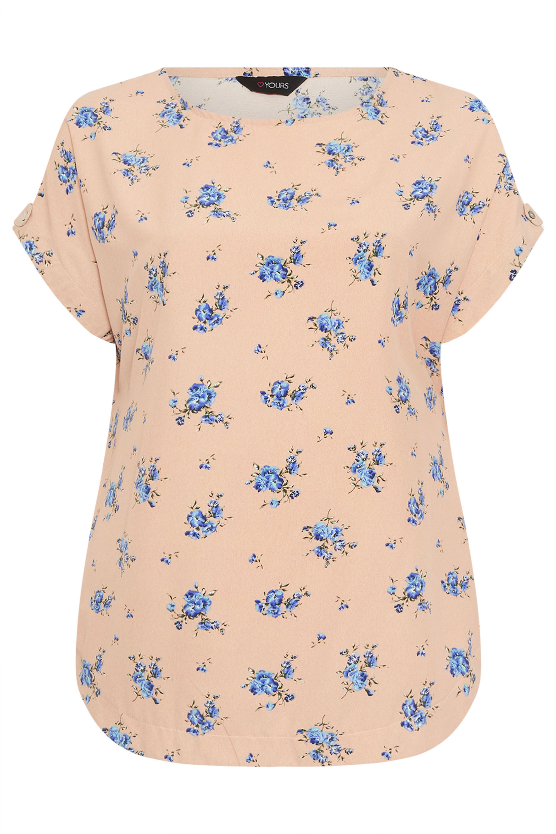 YOURS Plus Size Pink Floral Tab Sleeve Top | Yours Clothing 5