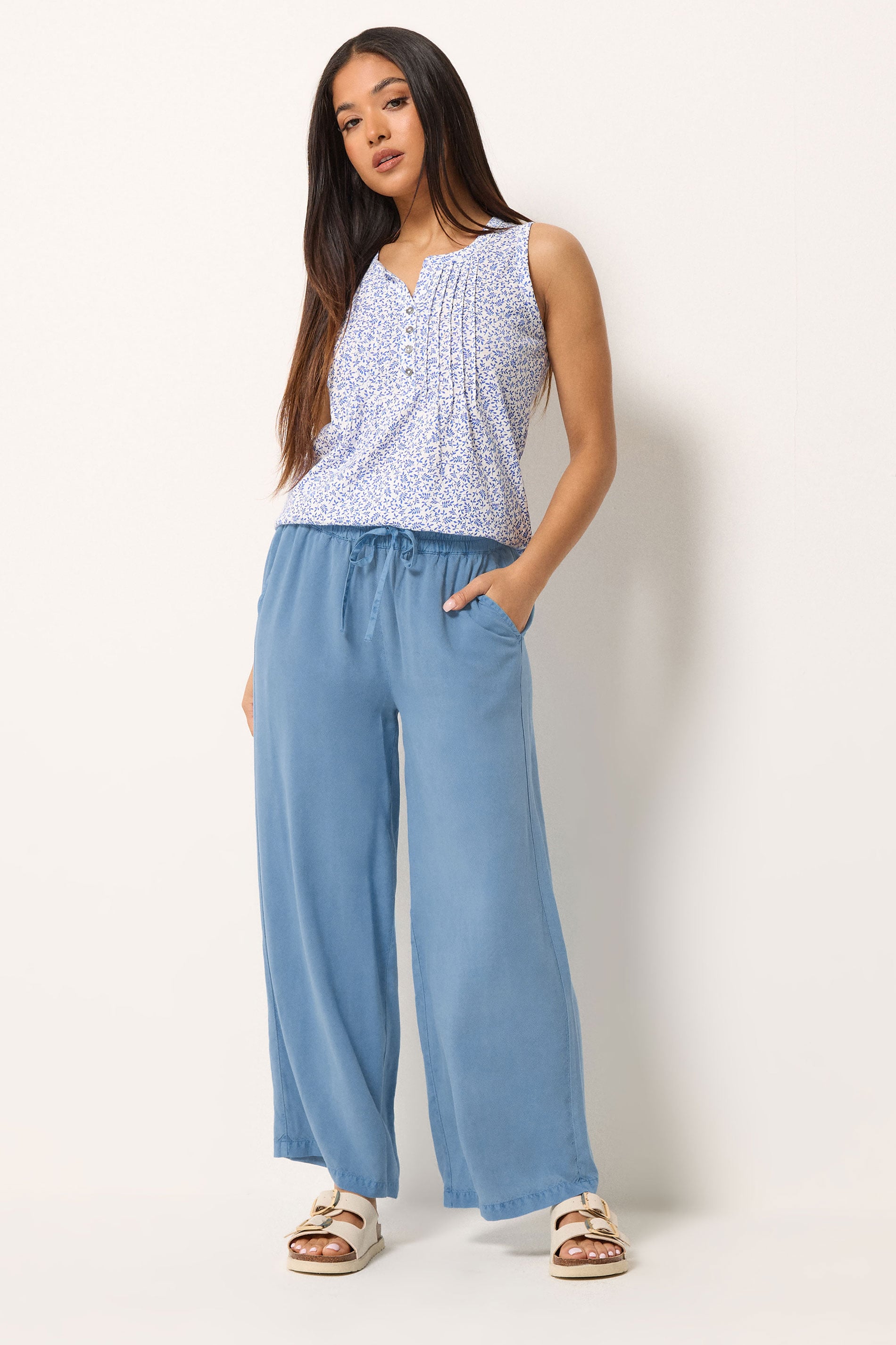 M&Co Light Blue Wide Leg Trousers | M&Co 1