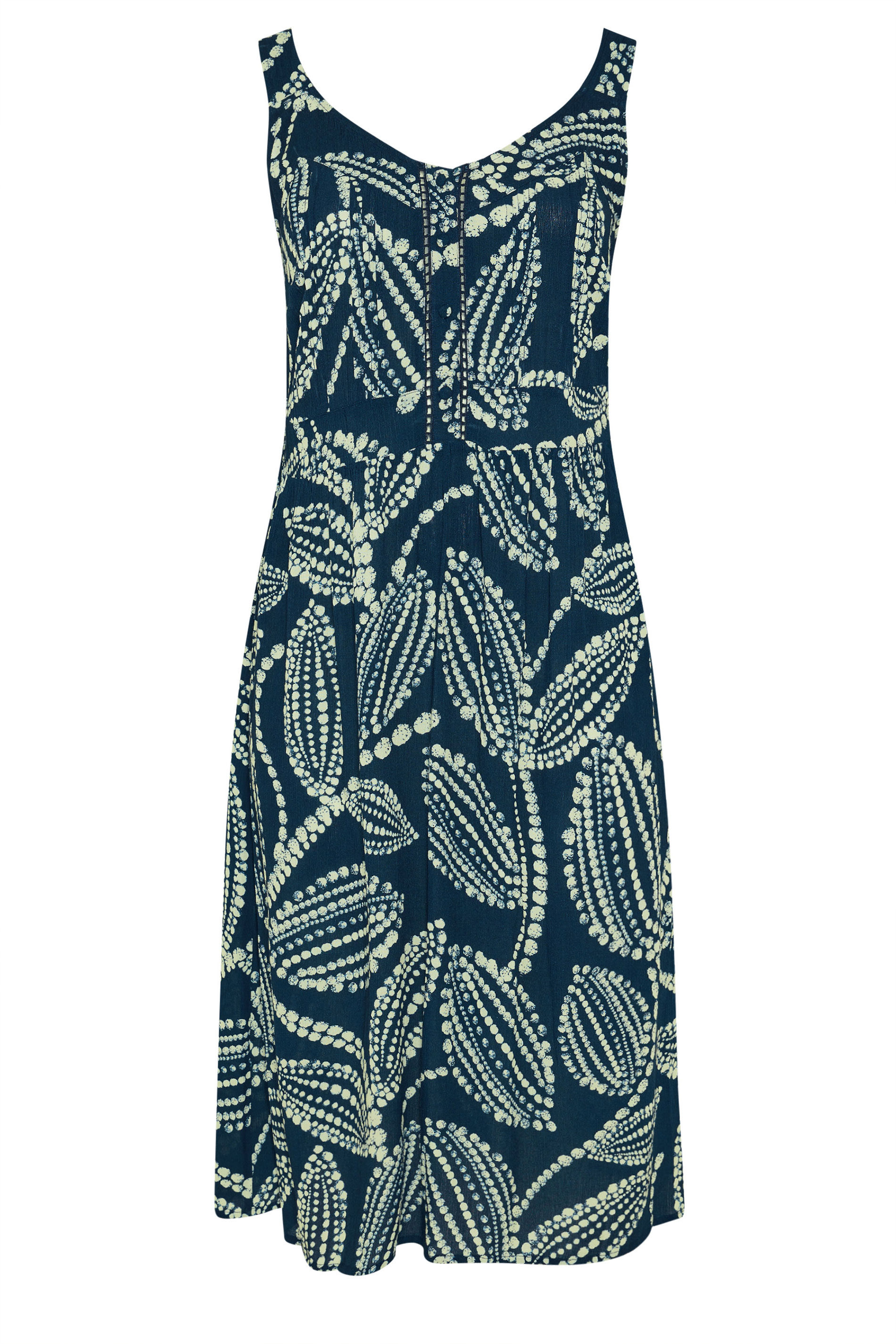 EVANS Plus Size Navy Blue Leaf Print Tie Waist Sundress | Evans 5