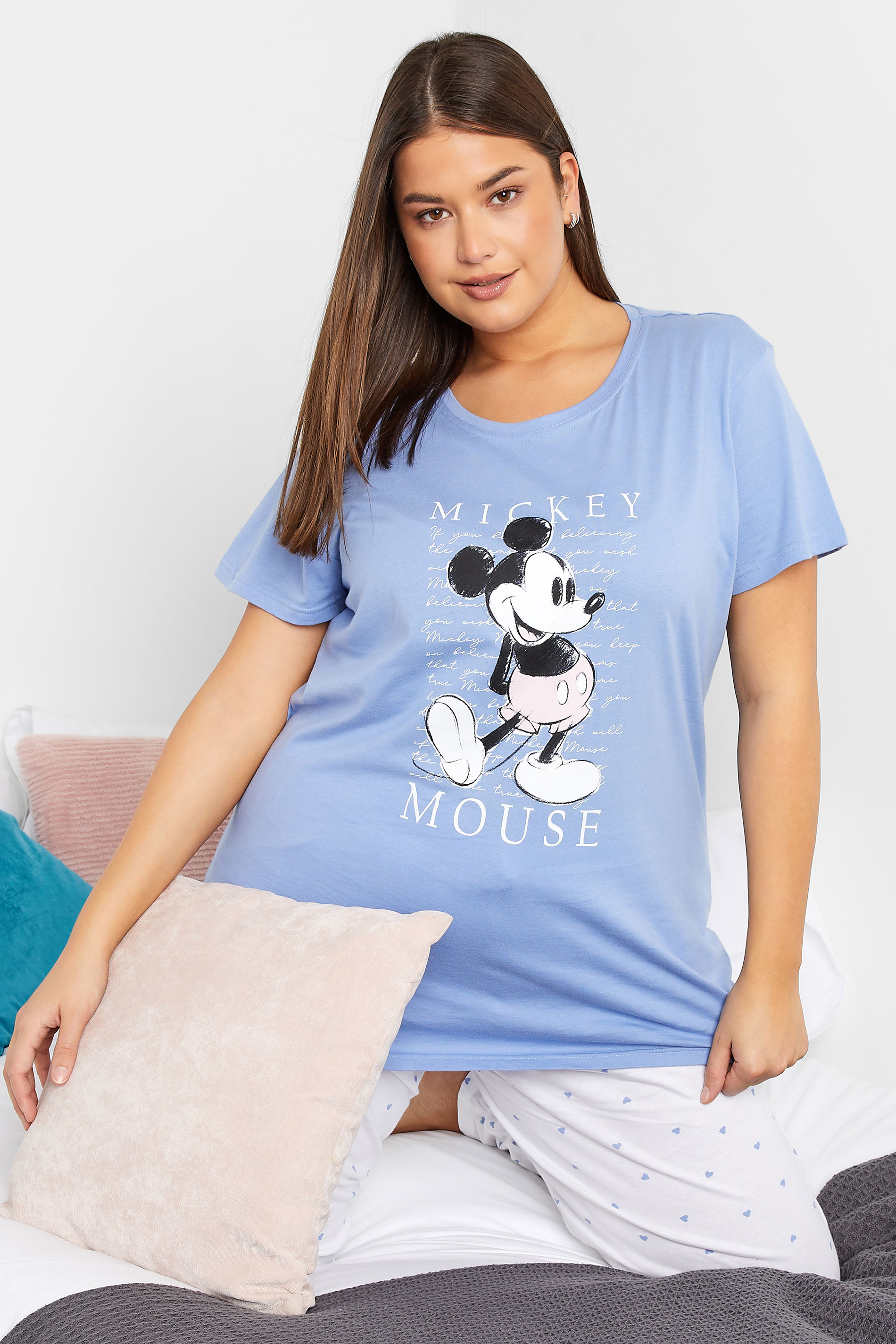 LTS Tall Women's Blue DISNEY Mickey Mouse Pyjama Set | Long Tall Sally  1