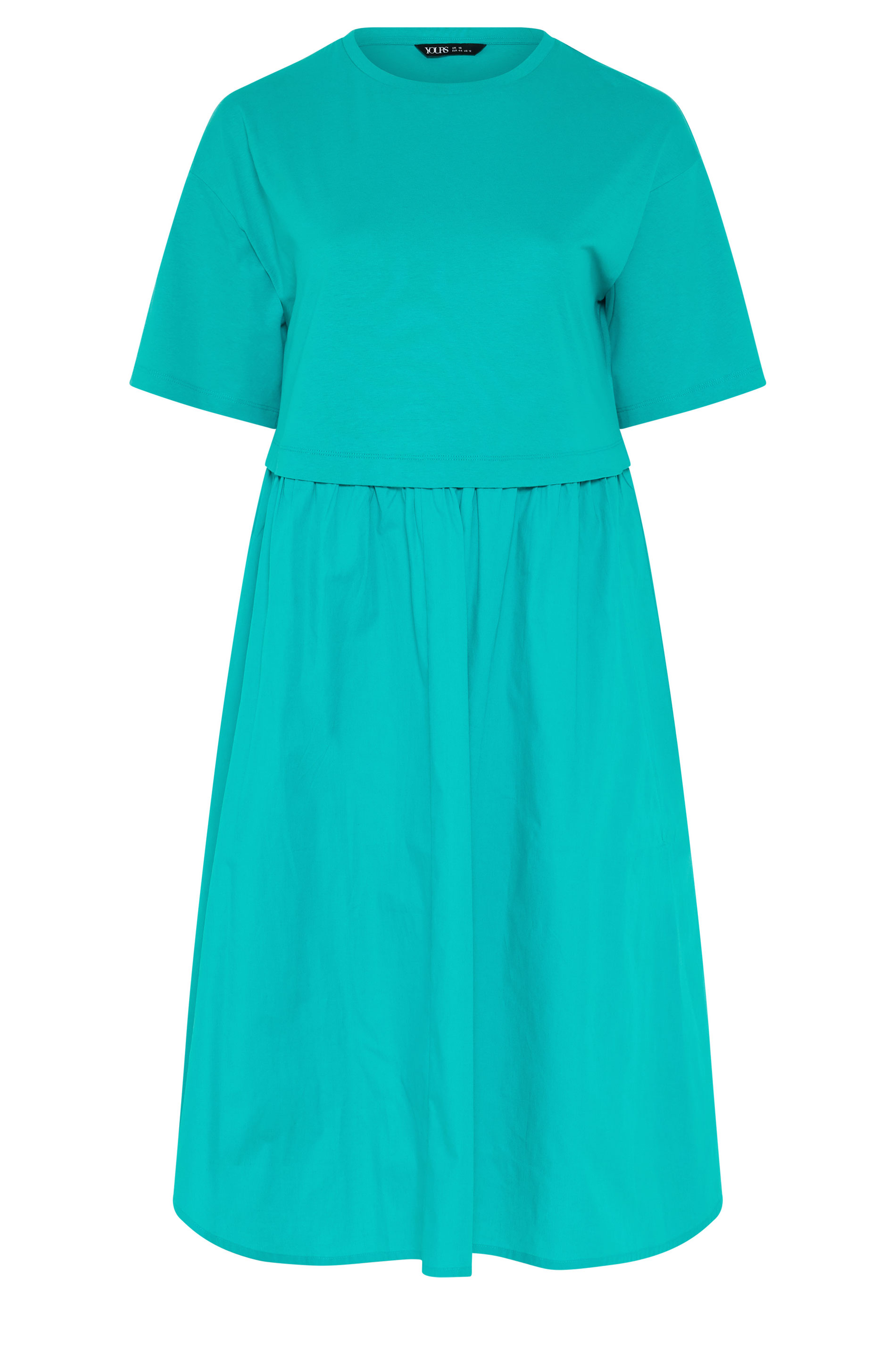 YOURS Plus Size Turquoise Blue Poplin T-Shirt Midi Dress | Yours Clothing 5