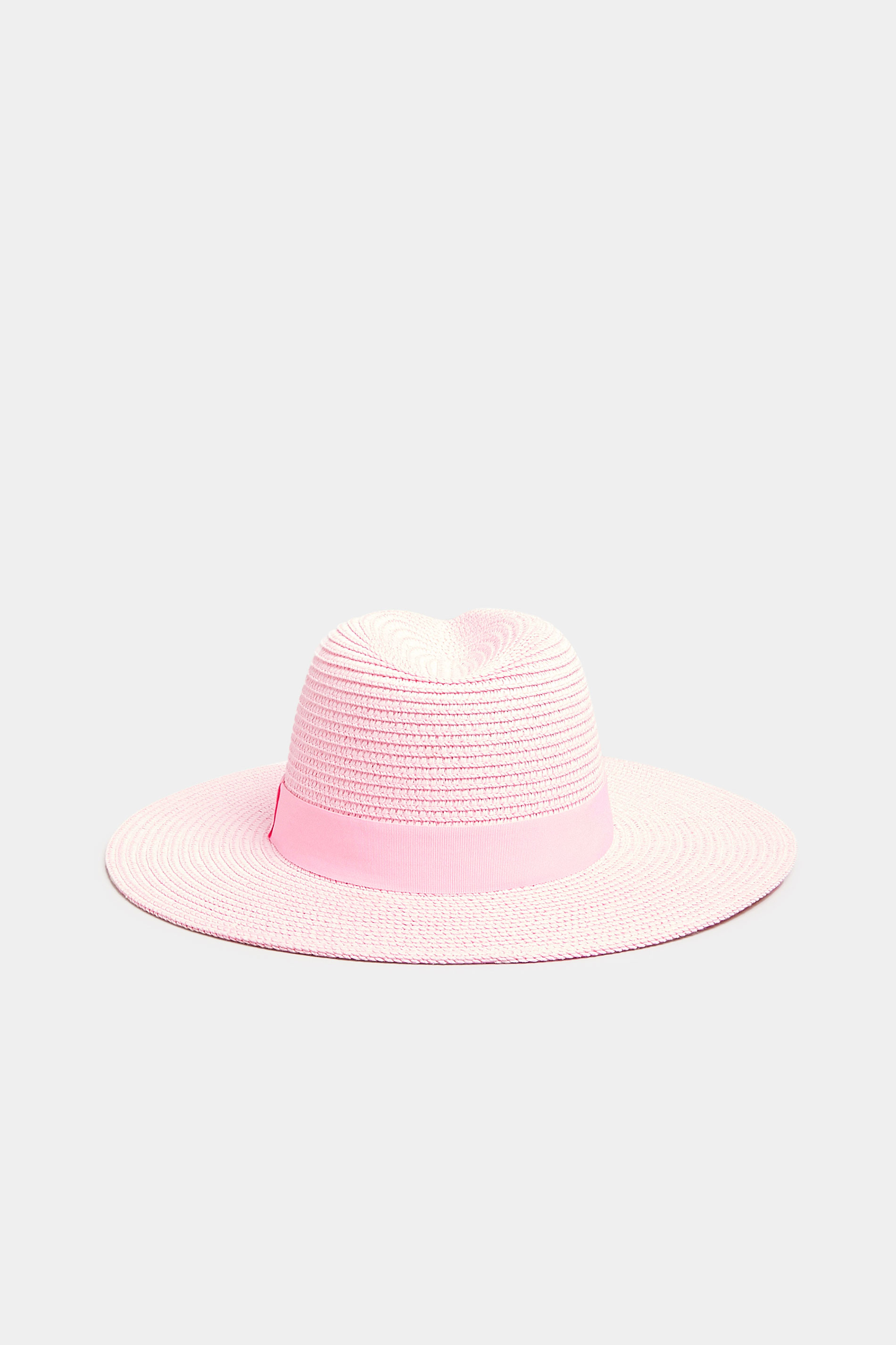Plus Size Pastel Pink Straw Fedora Hat | Yours Clothing 1