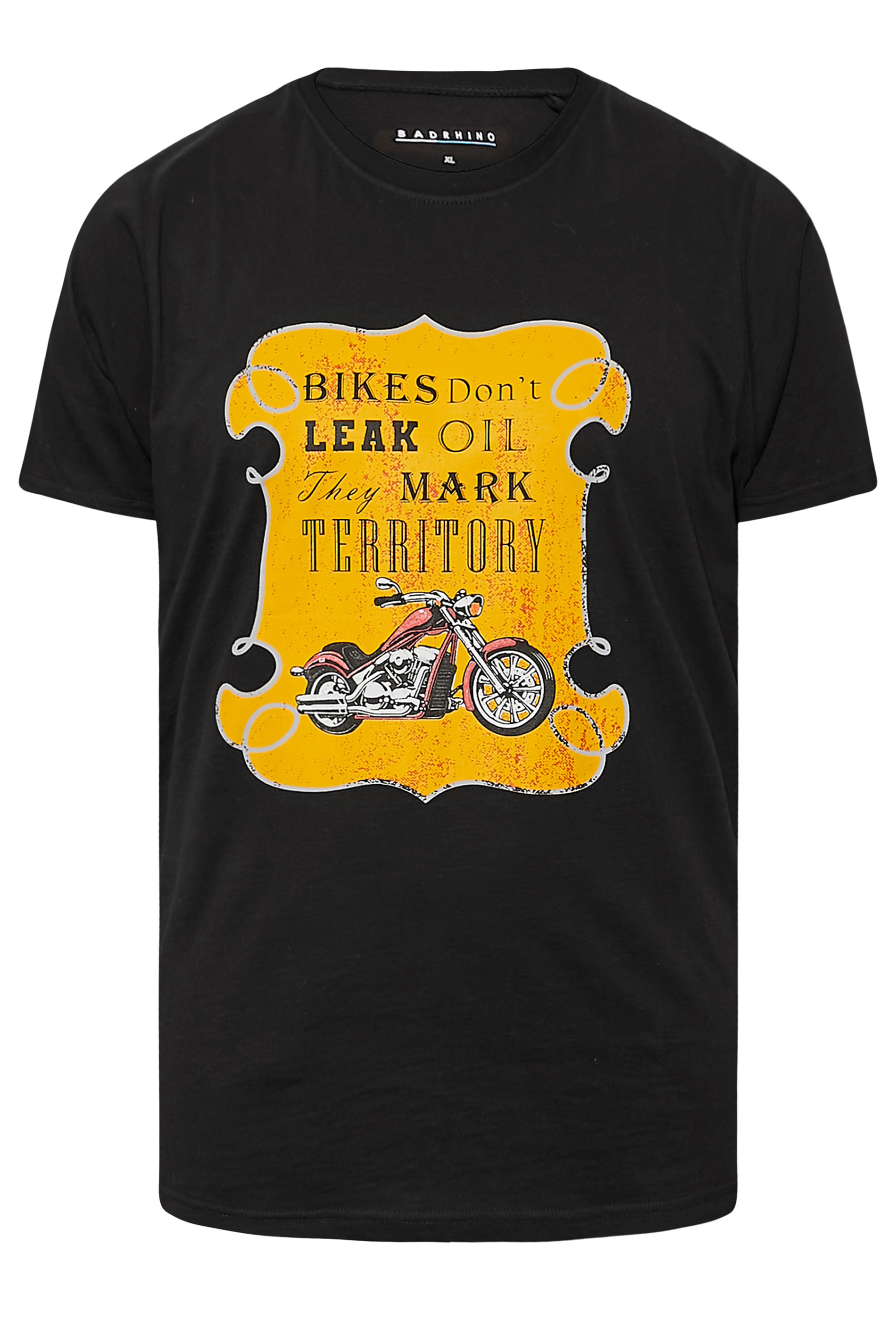 BadRhino Big & Tall Black Motorbike Slogan T-Shirt | BadRhino 3