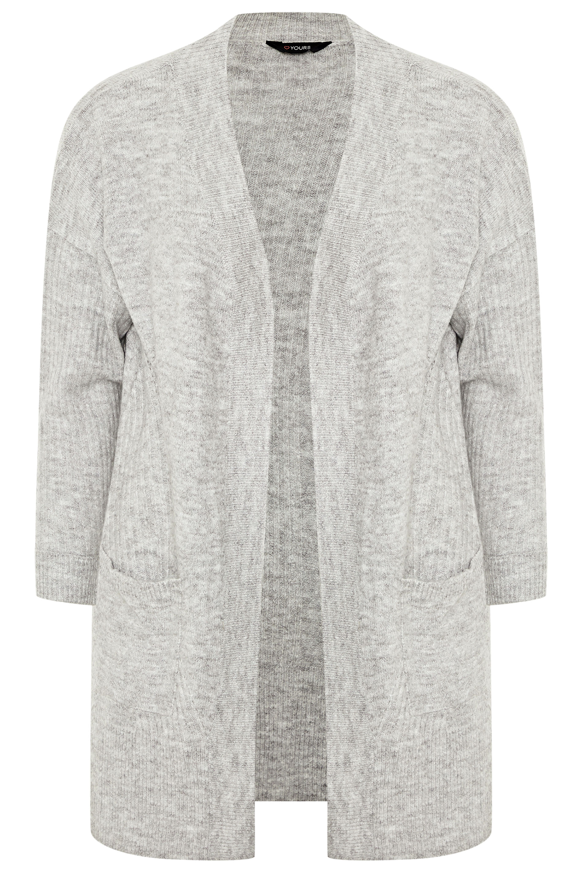 Grey Marl Longline Knitted Cardigan | Yours Clothing