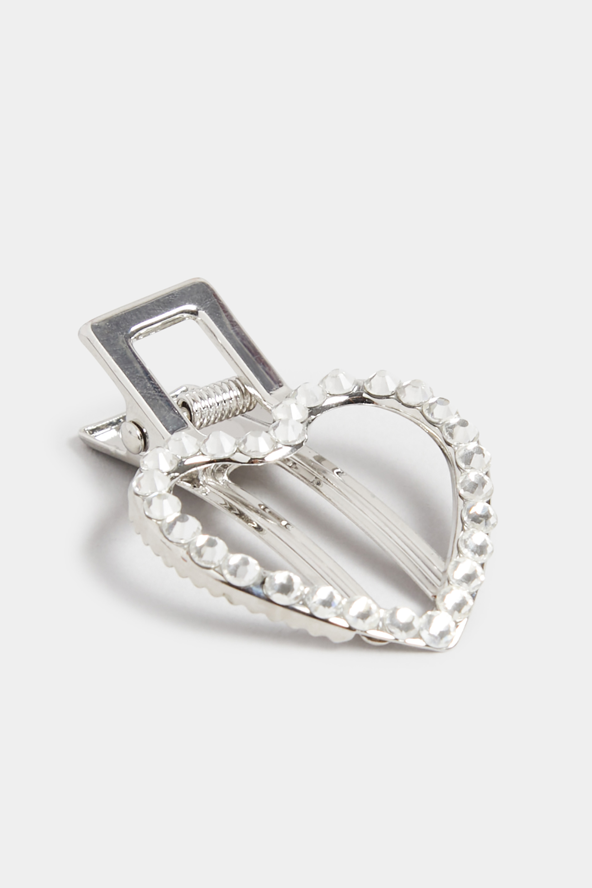 Silver Diamante Heart Hair Clip | Yours Clothing 2