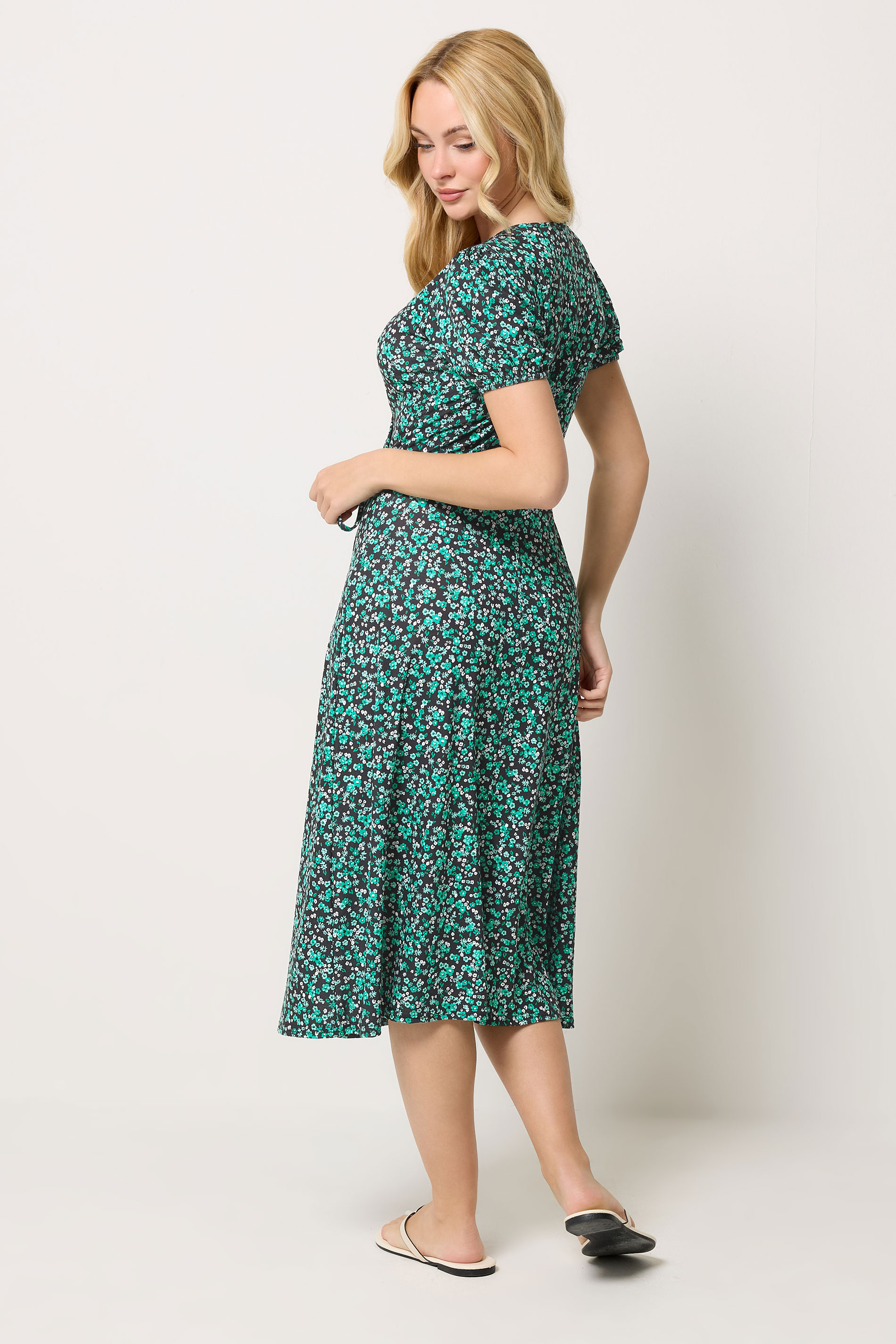 M&Co Cobalt Blue Ditsy Floral Wrap Dress | M&Co 2