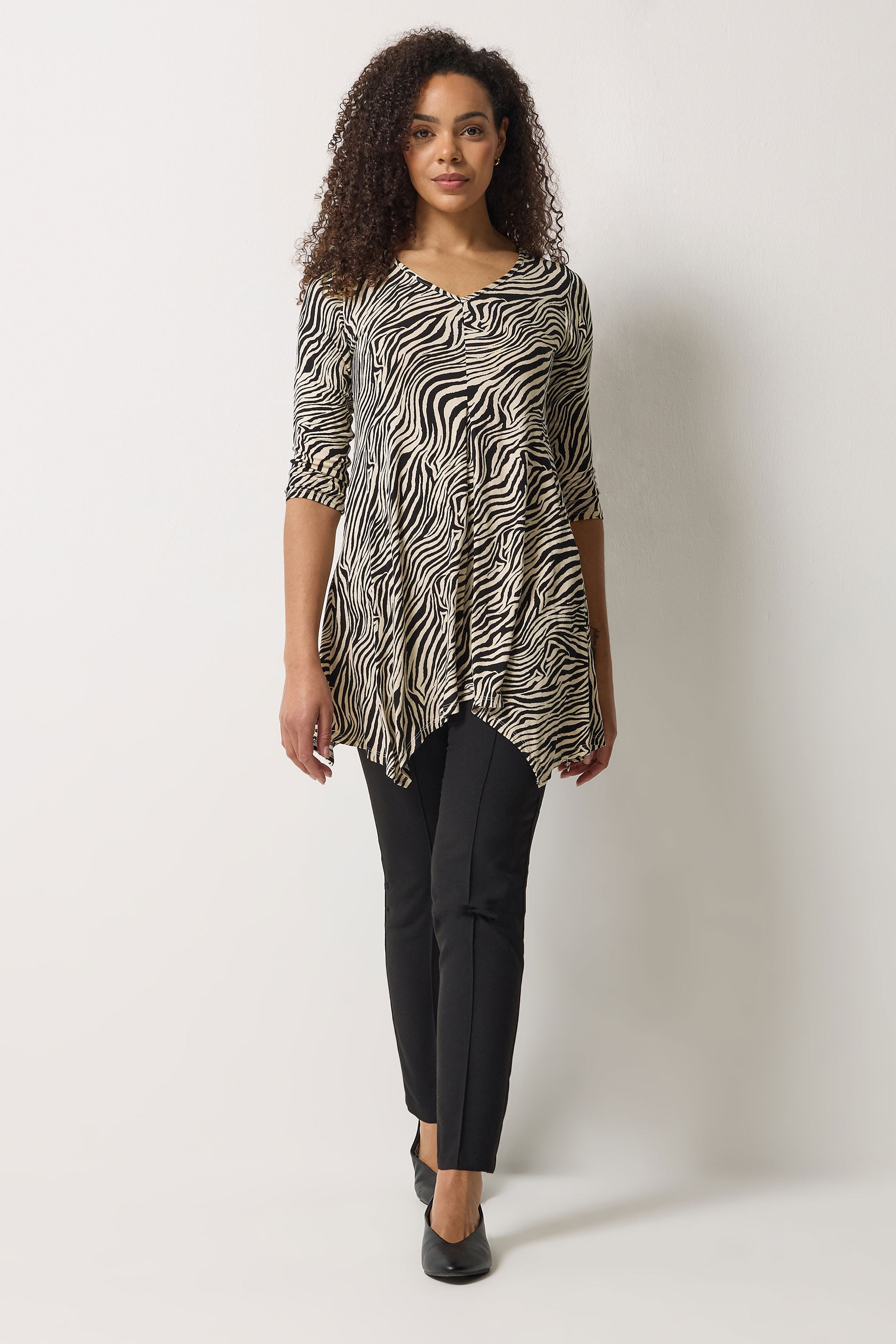 M&Co Black Zebra Print Hanky Hem Top | M&Co 1