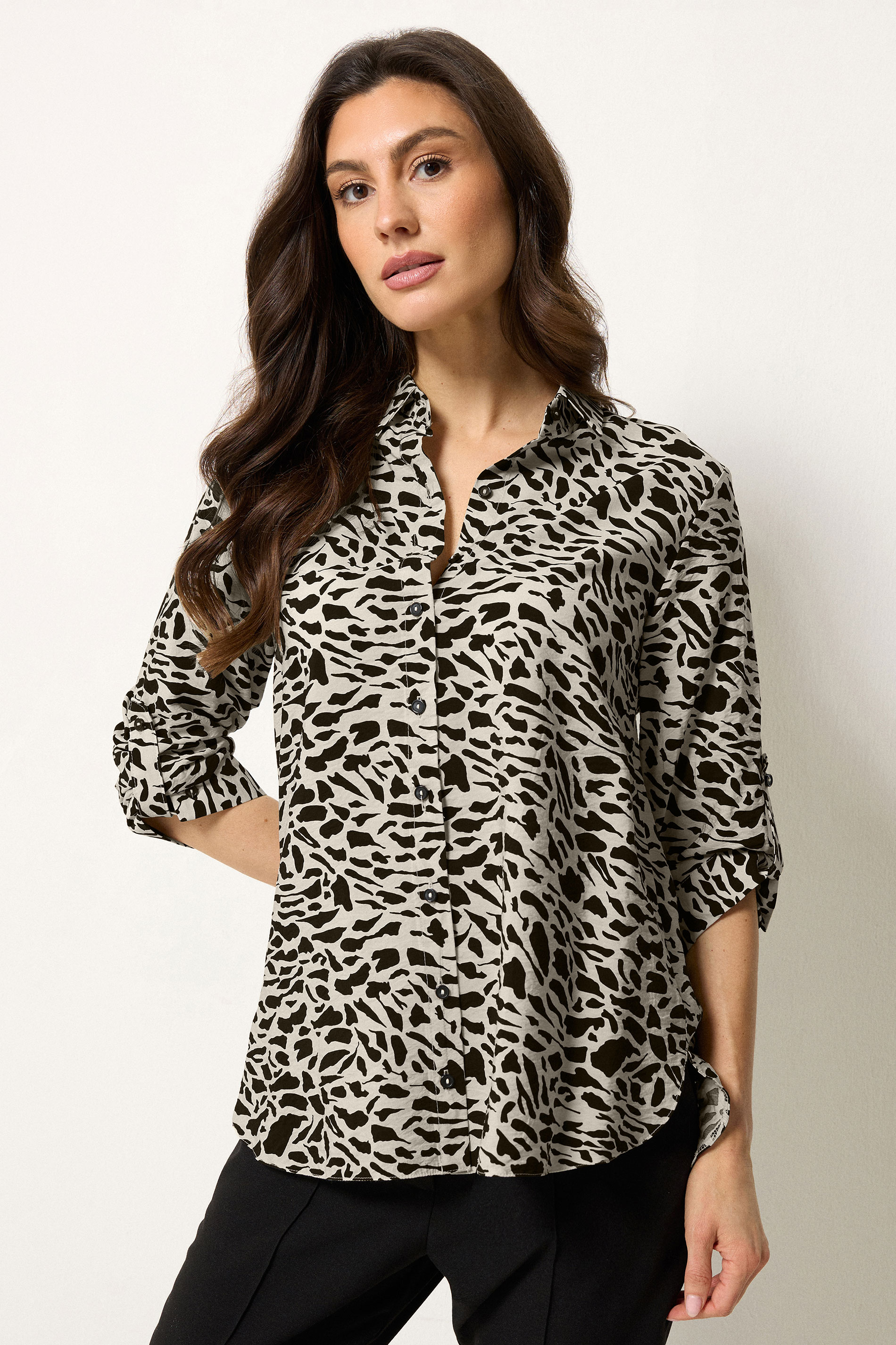 M&Co White & Black Abstract Tab Sleeve Shirt  3