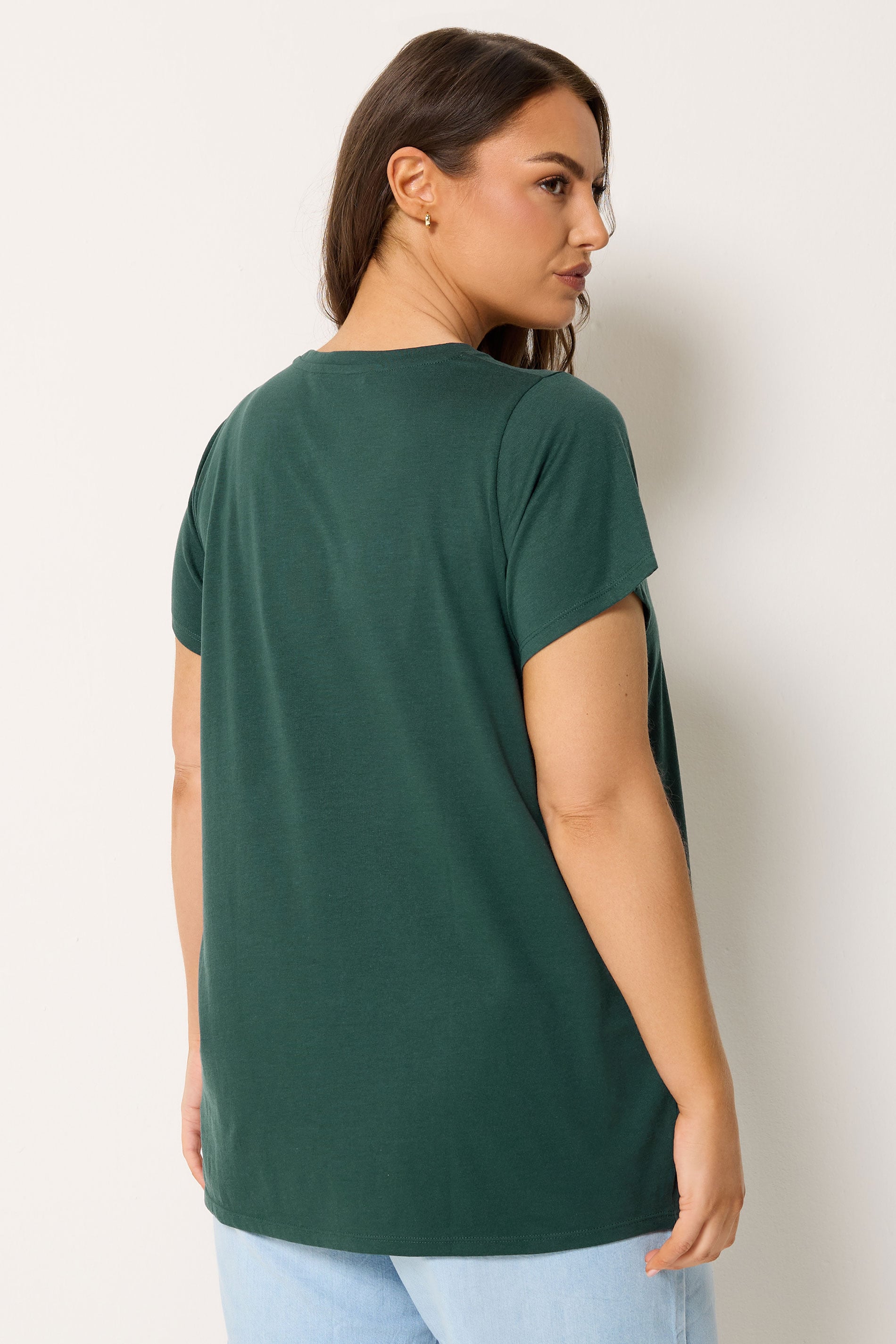 YOURS Plus Size Forest Green Core Basic T-Shirt | Yours Clothing 2