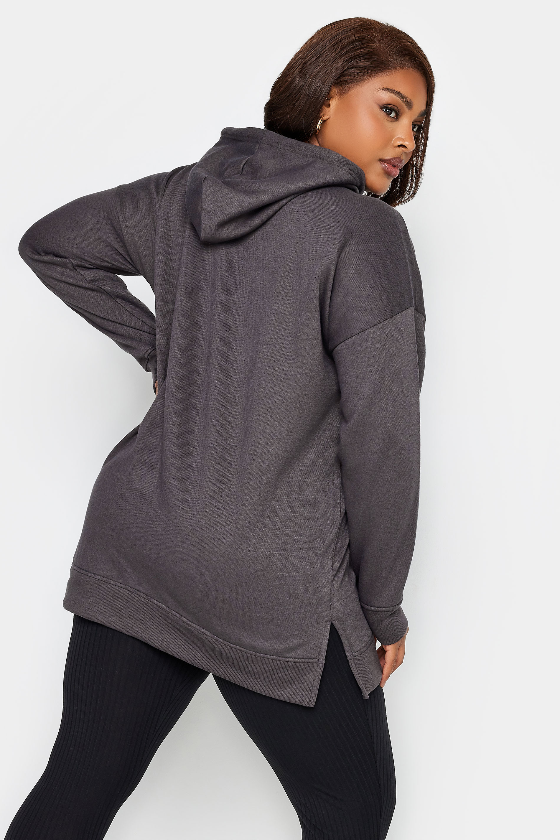 YOURS Plus Size Charcoal Grey Overhead Hoodie | Yours Clothing 3