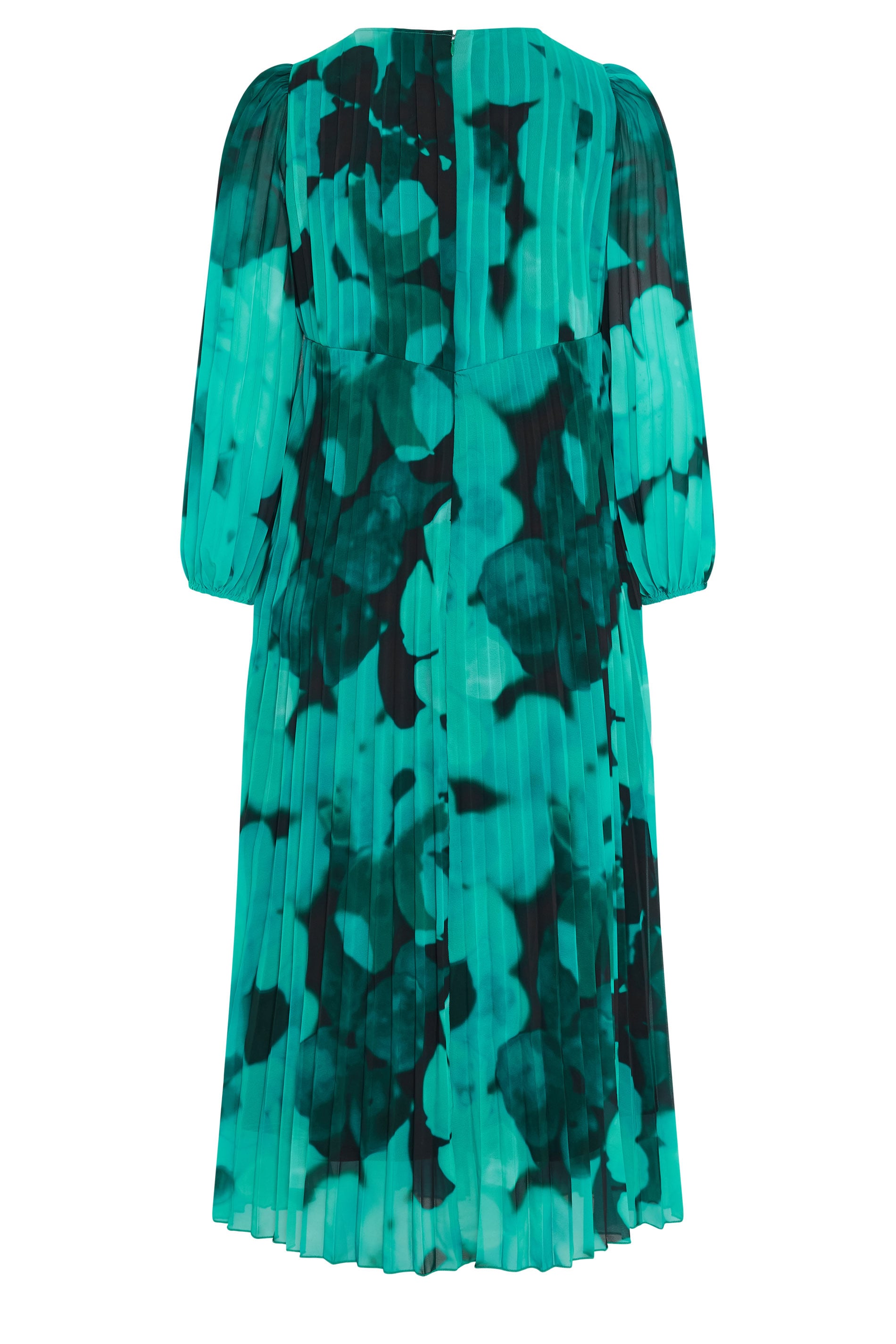 YOURS LONDON Plus Size Teal Green Abstract Pleated Dress | Yours Clothing 2
