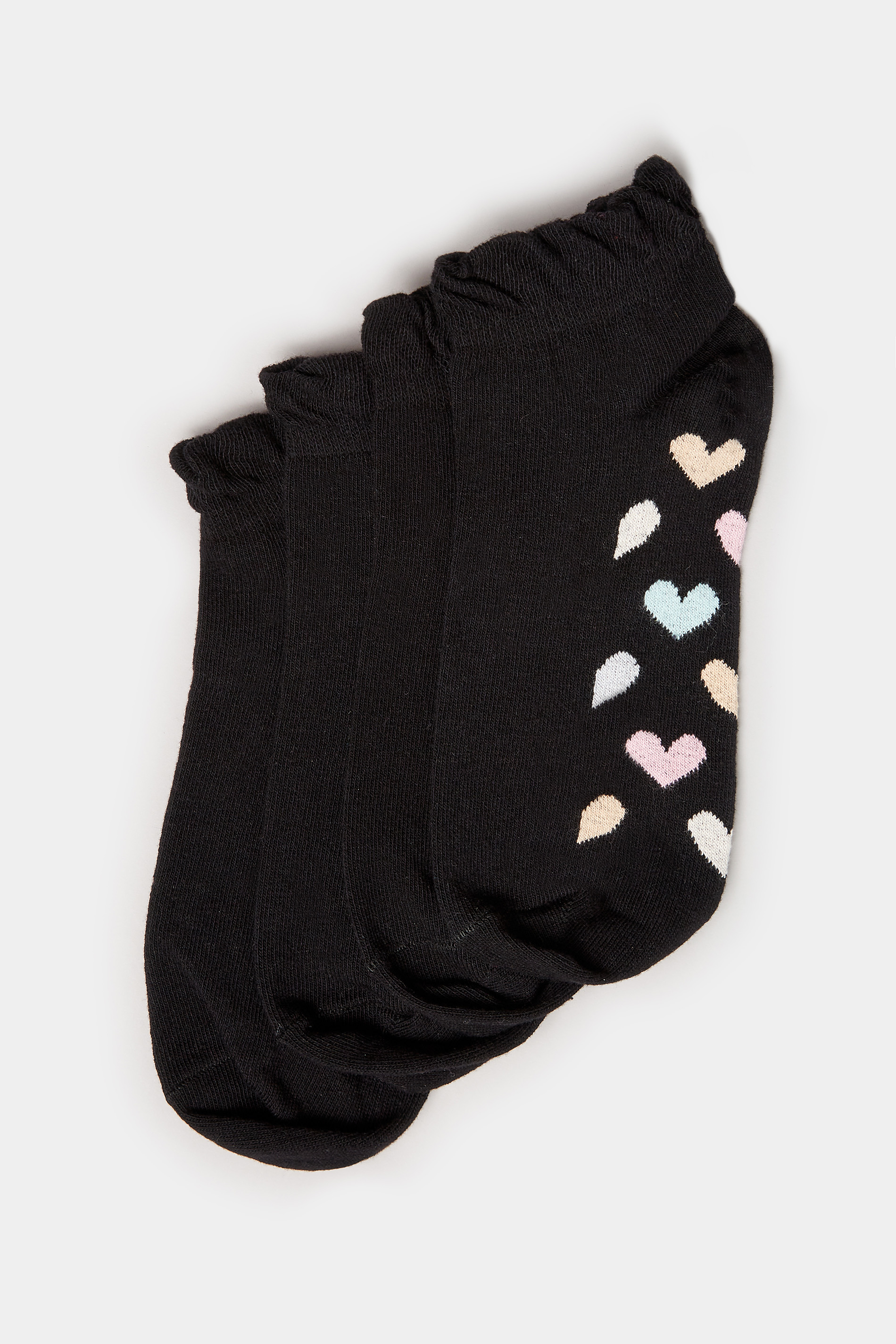 4 PACK Black Mixed Pastel Print Trainer Liner Socks | Yours Clothing 3