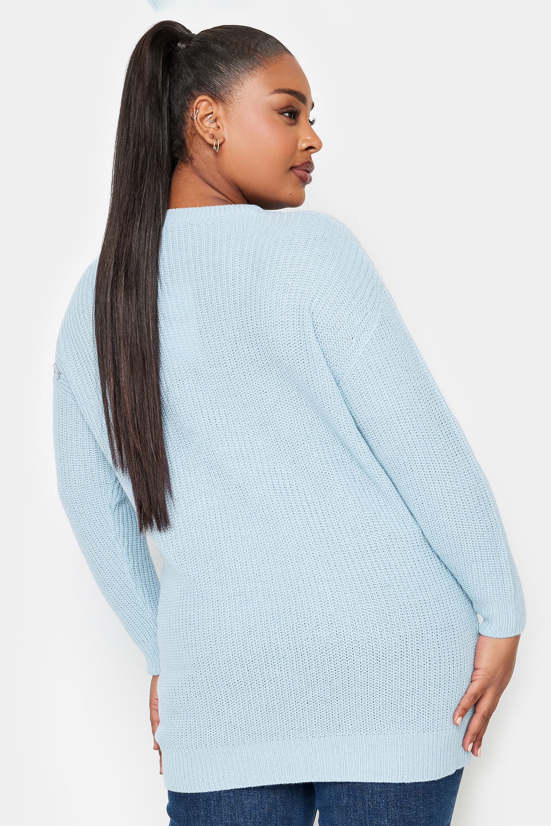 YOURS Plus Size Curve Light Blue Essential Knitted Jumper | Yours Clothing 3