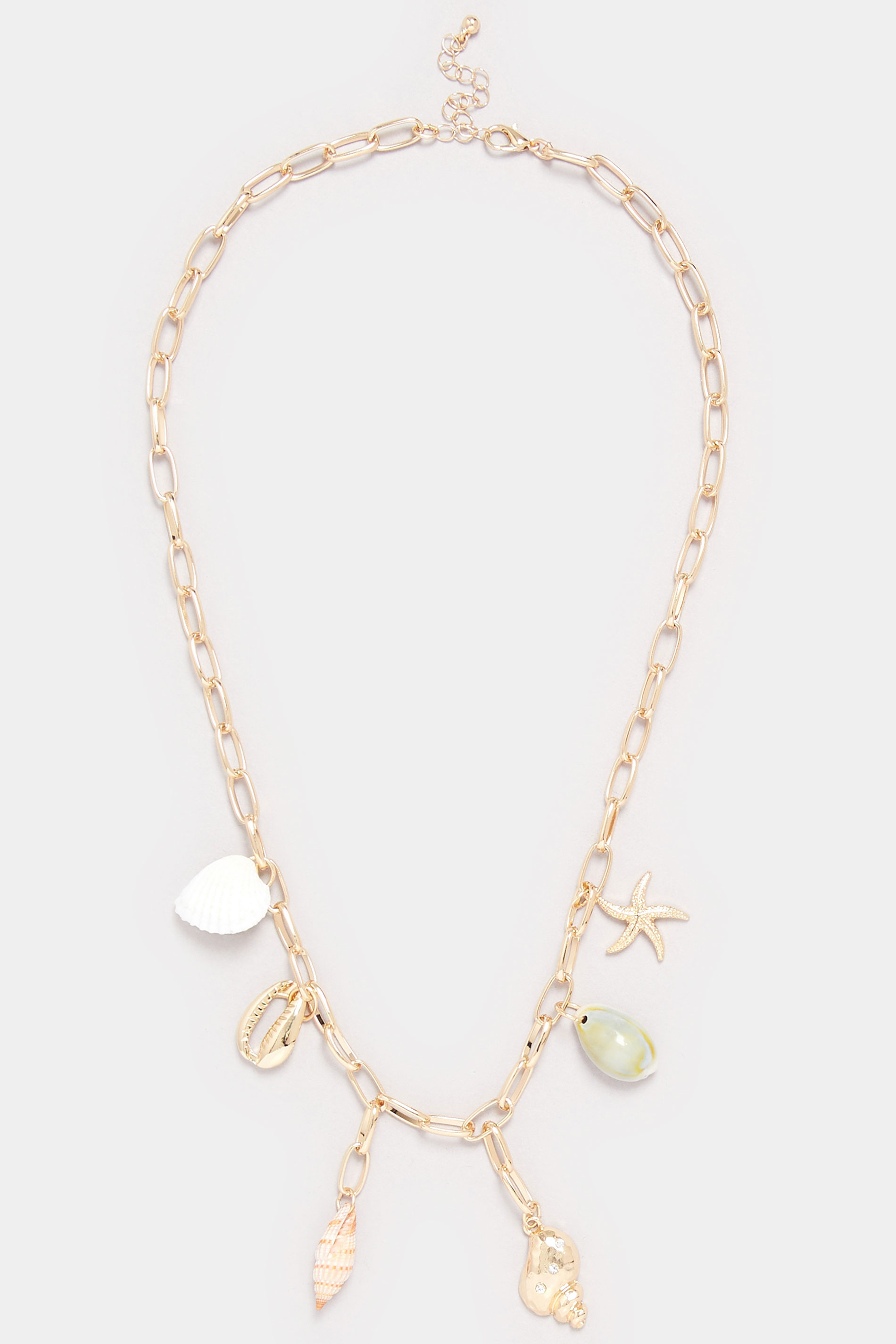 Gold Tone Shell Charm Droplet Necklace | Yours Clothing 2