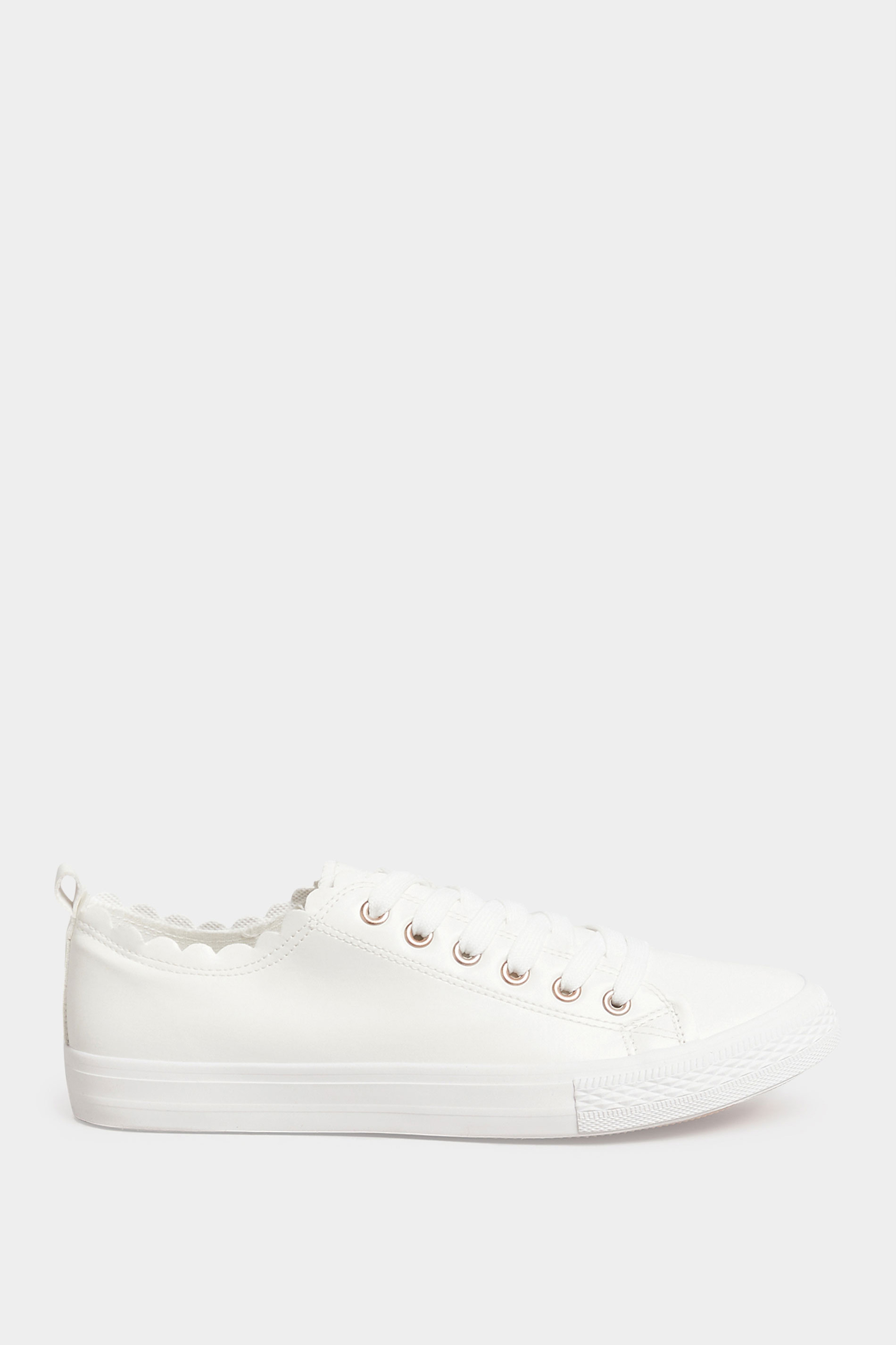 White Scalloped Edge Trainers In Wide E Fit | Yours Clothing 3