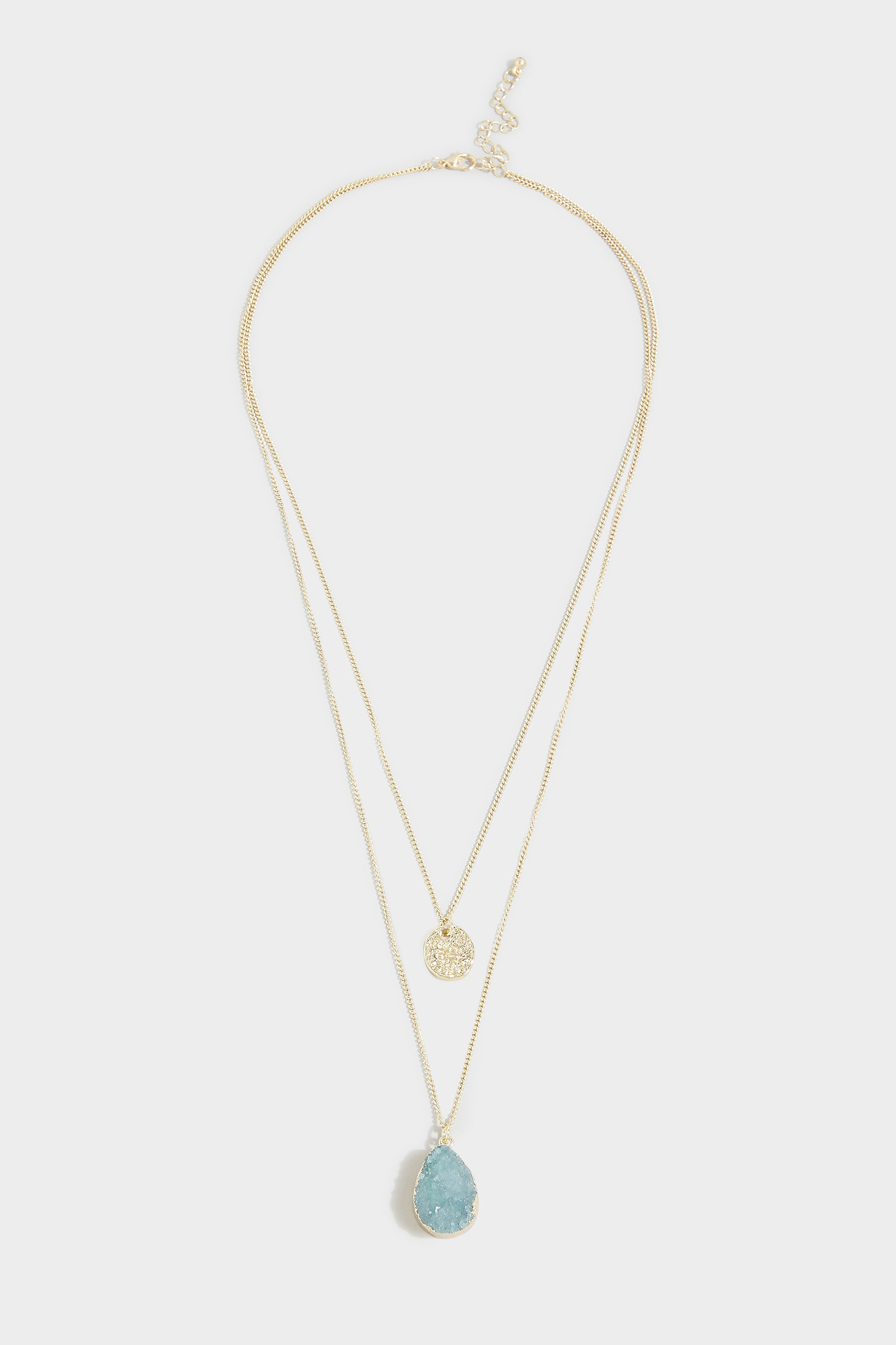 Gold Tone Double Layer Stone Necklace 1