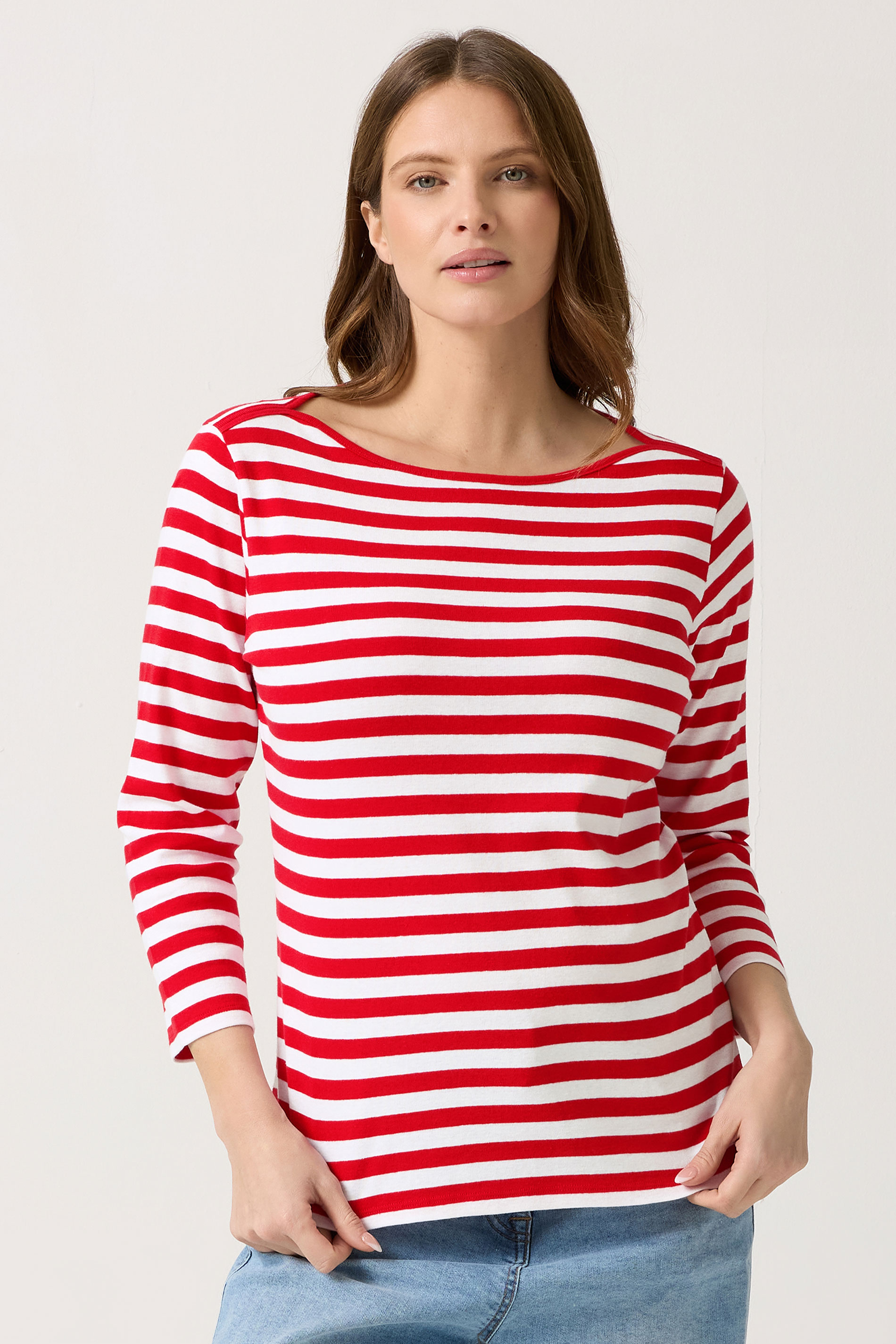 M&Co 2 PACK Red & Blue Stripe Slash Neck Tops | M&Co 1