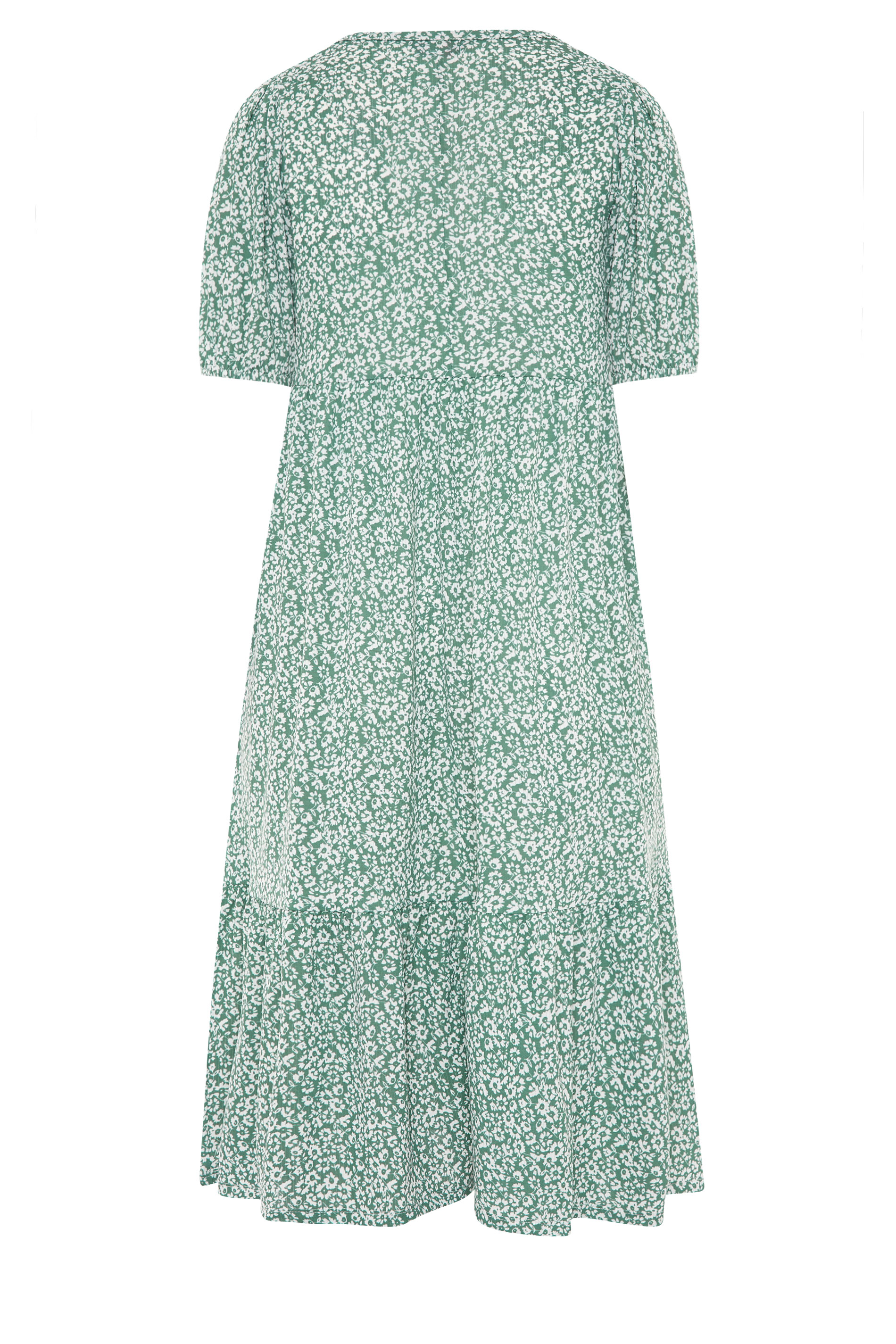 Sage Green Floral Frill Hem Midi Dress | Yours Clothing