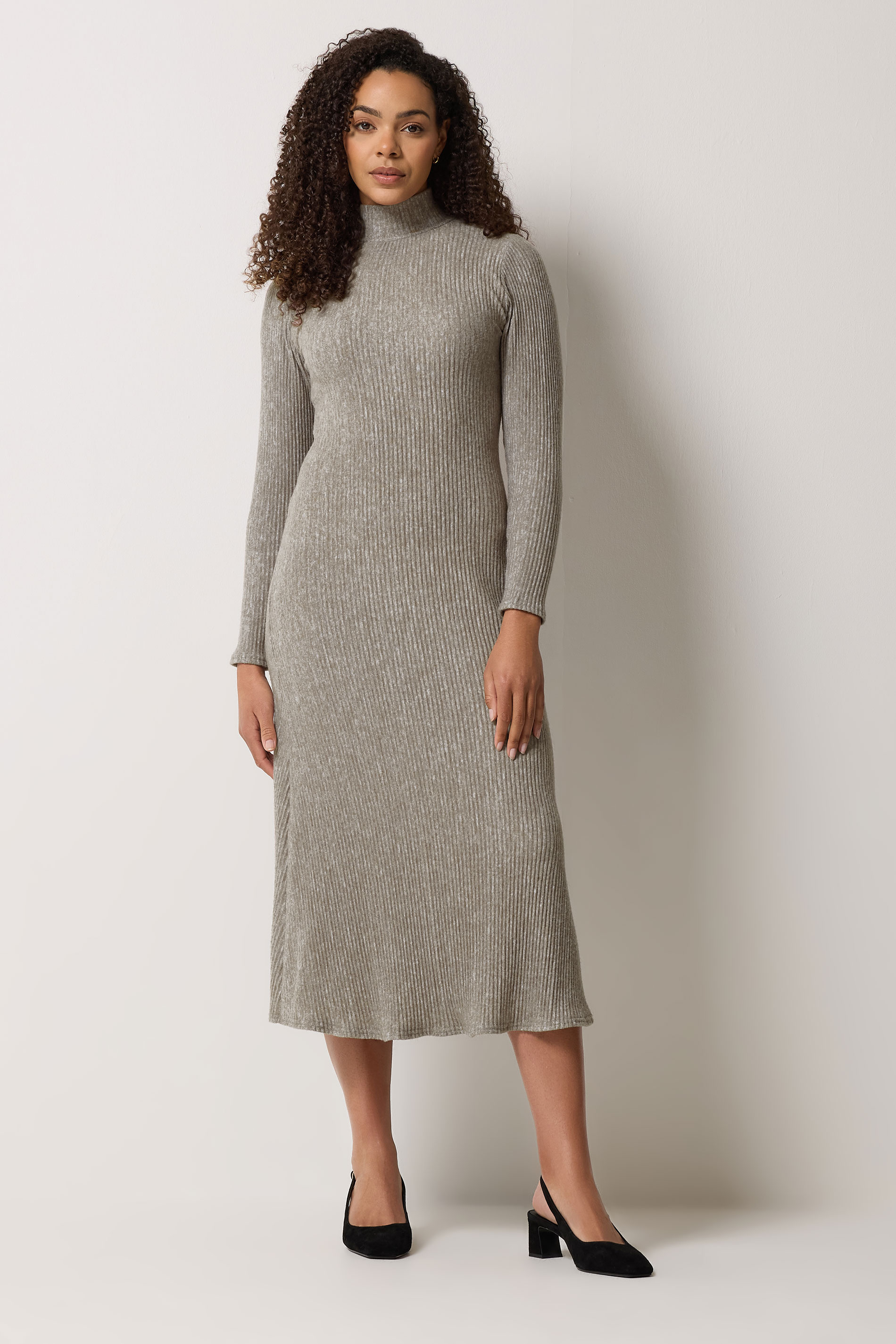 M&Co Natural Brown Soft Touch Fit & Flare Dress 3